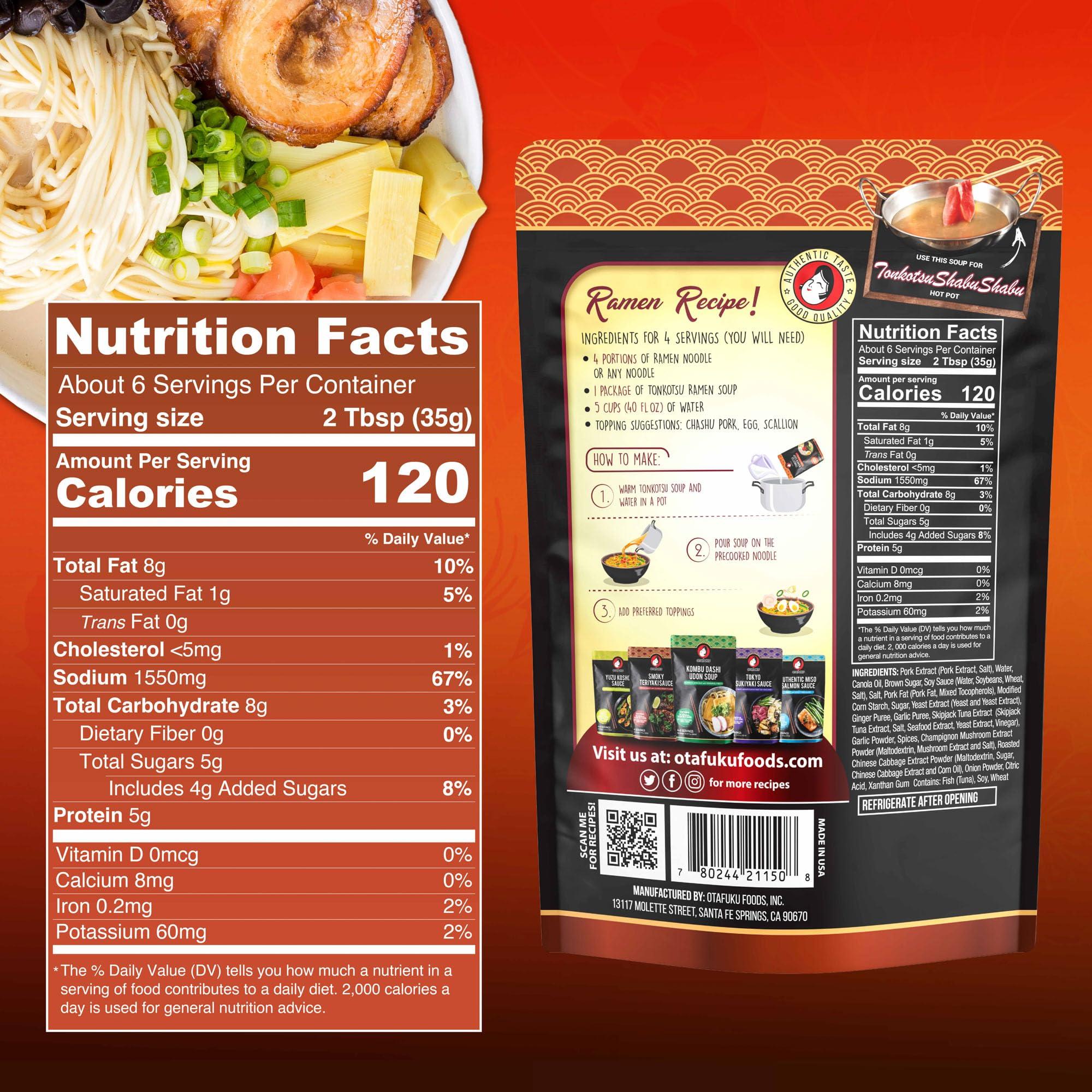 Otafuku Otafuku Tonkotsu Ramen Shoyu Broth Concentrate, Rich Pork-Based Soup Mix for Authentic Japanese Ramen Noodles, 7.5oz (6 Pack)