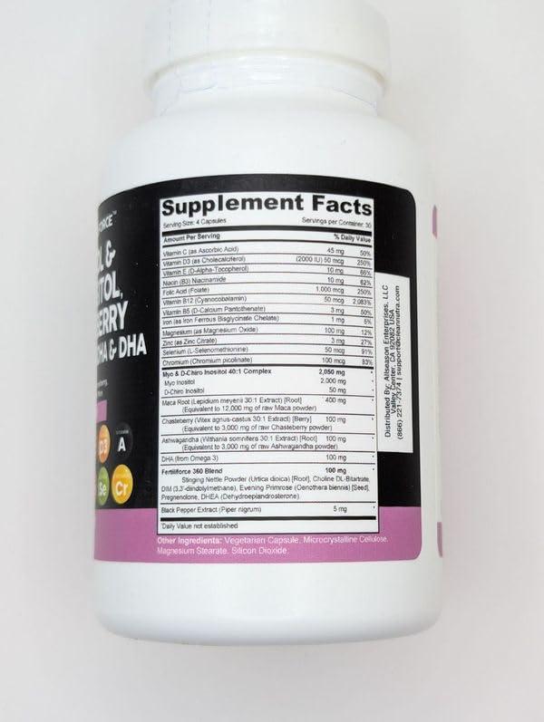Clean Nutraceuticals Myo-Inositol & D-Chiro Inositol 2050mg Fertility Supplement 40:1 Ratio - Prenatal Vitamins for Women with Ashwagandha Maca Root Vitex Chasteberry Iron DHA Folic Acid DIM Zinc - 2Pack