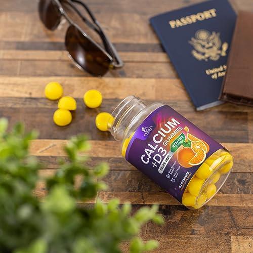 Nature\'s Nutrition Sugar Free Calcium Gummy Bites Plus 400 IU Vitamin D3, Bone Health & Immune Support, Supports Bone Strength - Chewable Calcium Nutrition Supplement, Non-GMO, Berry Flavor Chews - 60 Gummies