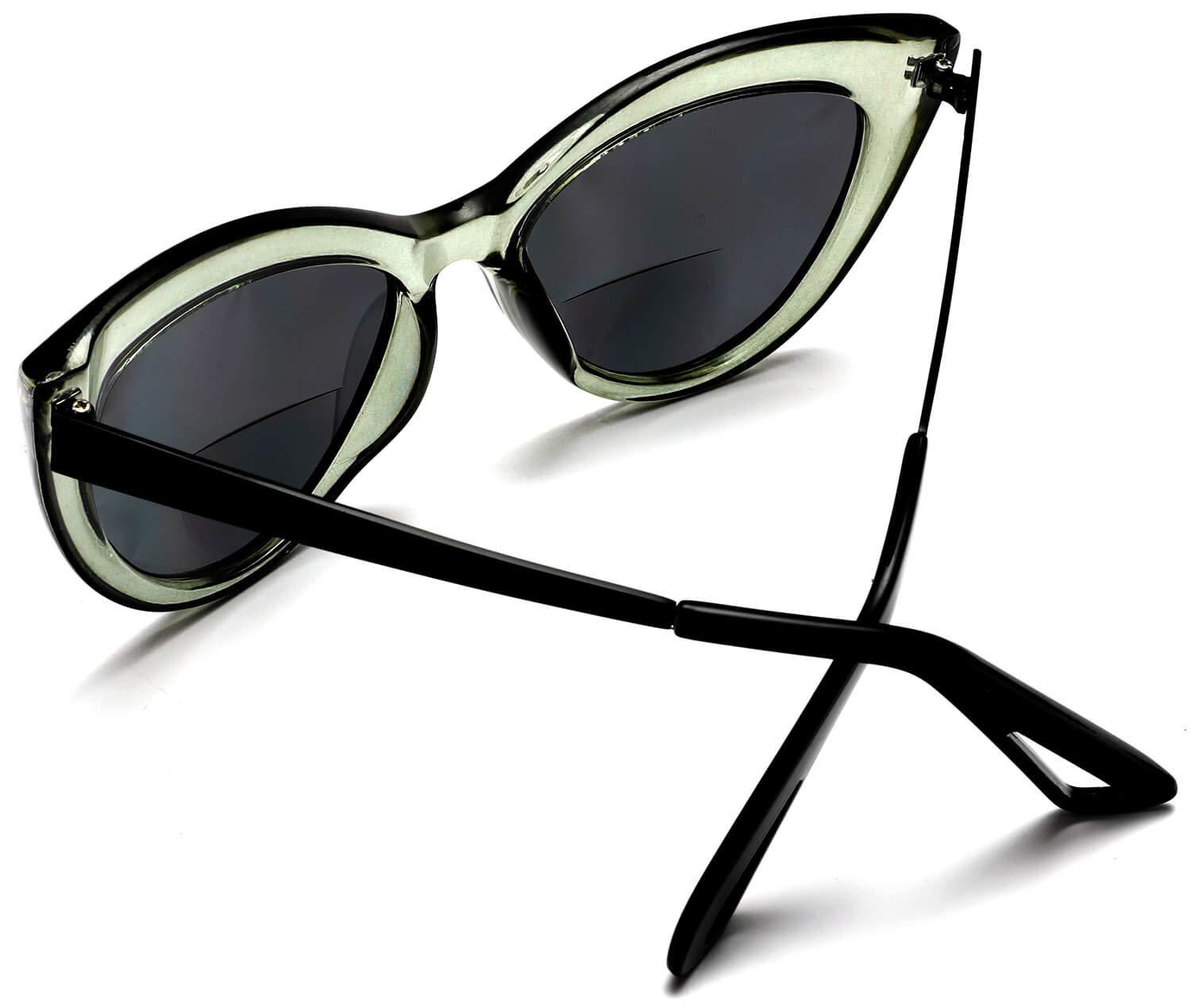 SAMBA SHADES SAMBA SHADES Bifocal Reading Sunglasses Fashion Cat Eye Sunglass Readers Oversized Women\'s CatEye Glasses Green Rx 1.50