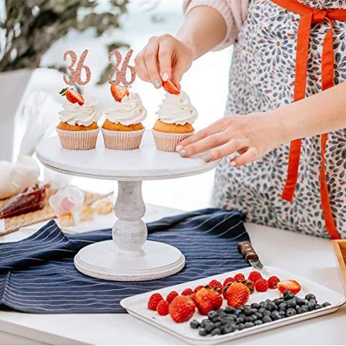 MAGJUCHE Rose Gold 36th Birthday Cupcake Topper, 24-Pack Number 36 Glitter Happy Birthday Party Cupcake Toppers, Decorations
