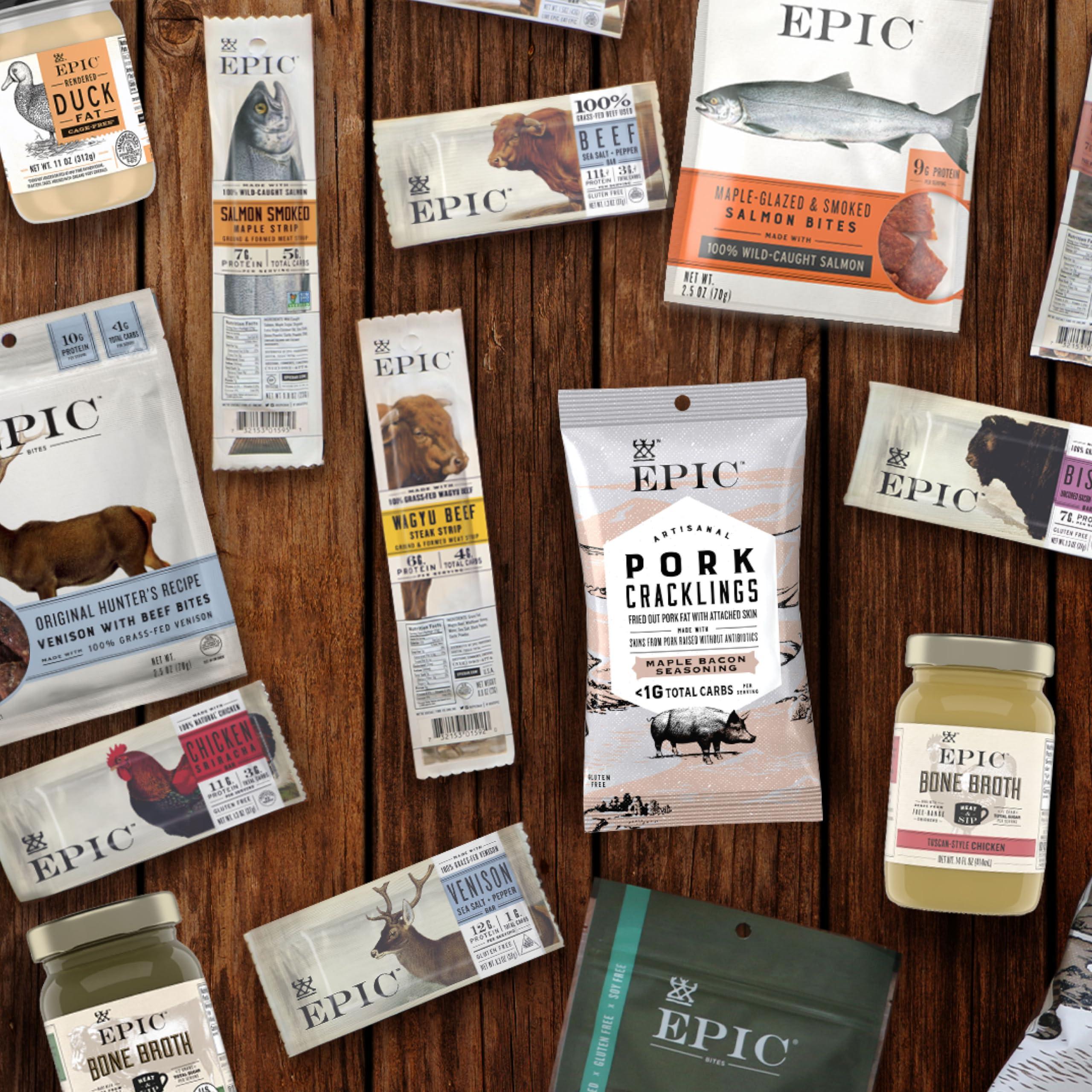 Epic Provisions Epic Provisions Protein Bars Variety Pack, Venison, Chicken, and Beef Flavors, Keto and Paleo Friendly, 12 ct