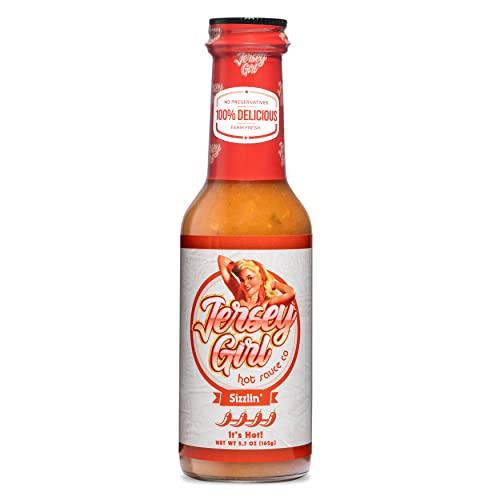 Jersey Girl Hot Sauce Co Jersey Girl Sizzlin' Sodium/Salt Free Hot Sauce - Made with Scorpion & Ghost Pepper 5oz (Spicy) All Natural Ingredients