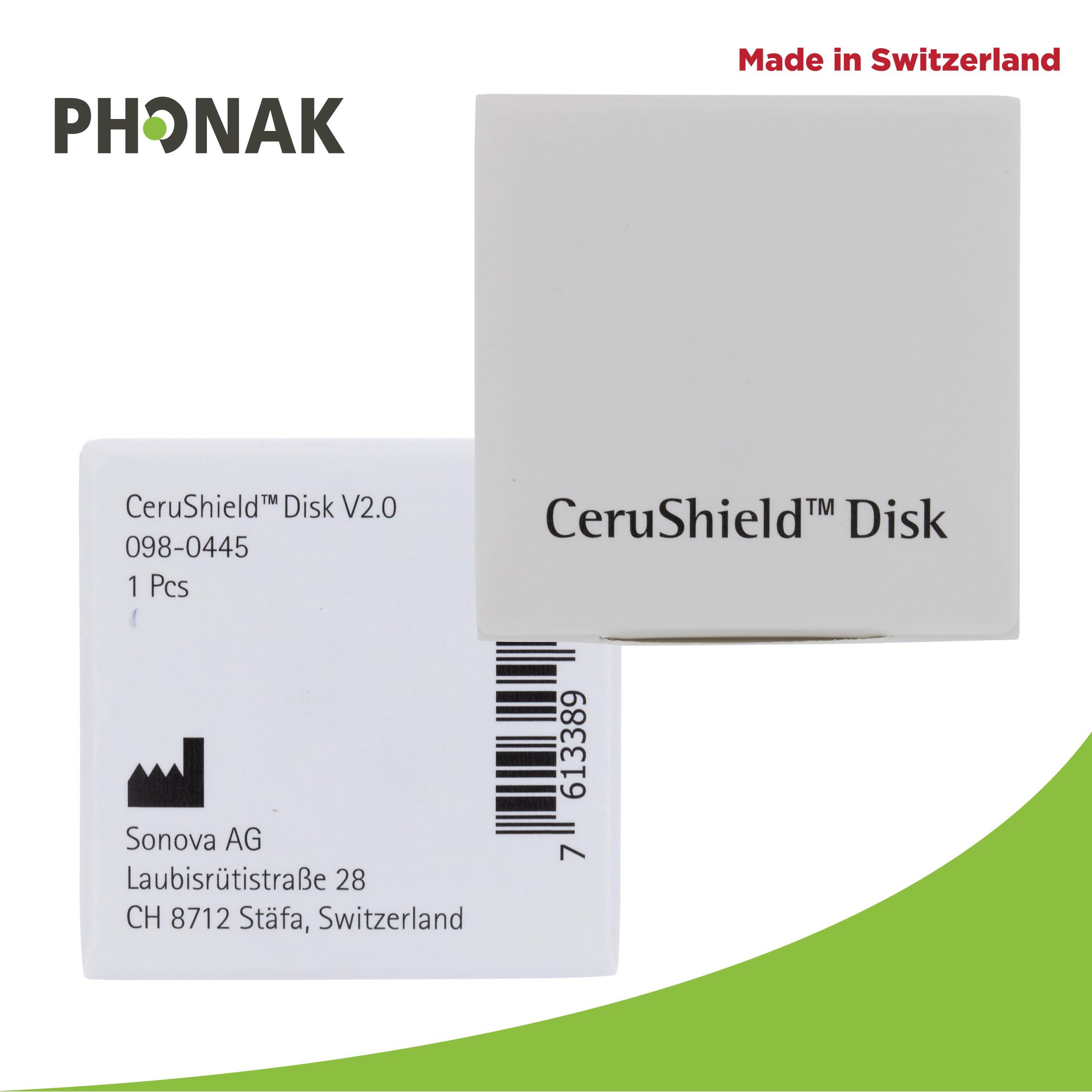 Otto Tech Genuine OEM Switzerland Wax Guards Filters, Cerushield Disk v2.0 098-0445 Accessories for Phonak Hearing Aid Audeo Marvel Paradise Lumity Hearing Aid only using SDS 4.0 receiver-2 pack/16 Filter Total