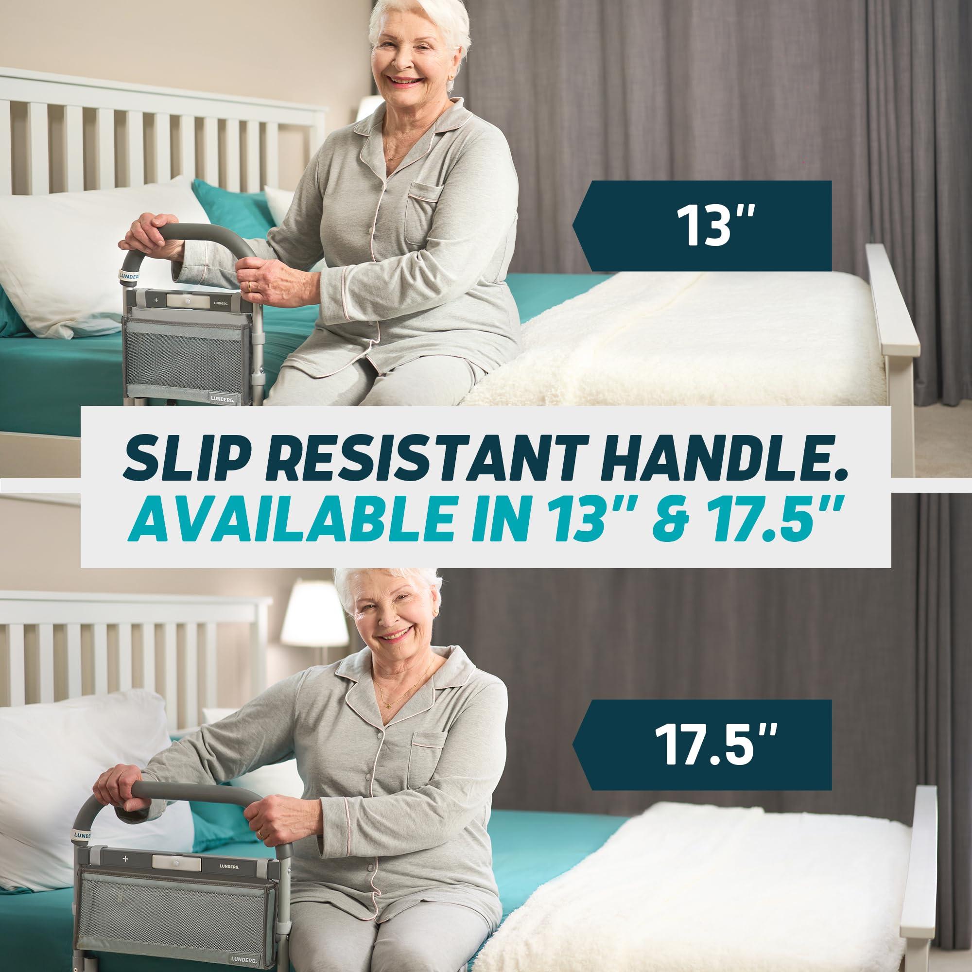 Lunderg Lunderg Bed Rails for Elderly Adults Safety - with Motion Light, Storage Pocket & Non-Slip Handle Bar - Bed Railings for Seniors & Surgery Patients - The Bedside Assist Makes Getting in & Out Easier