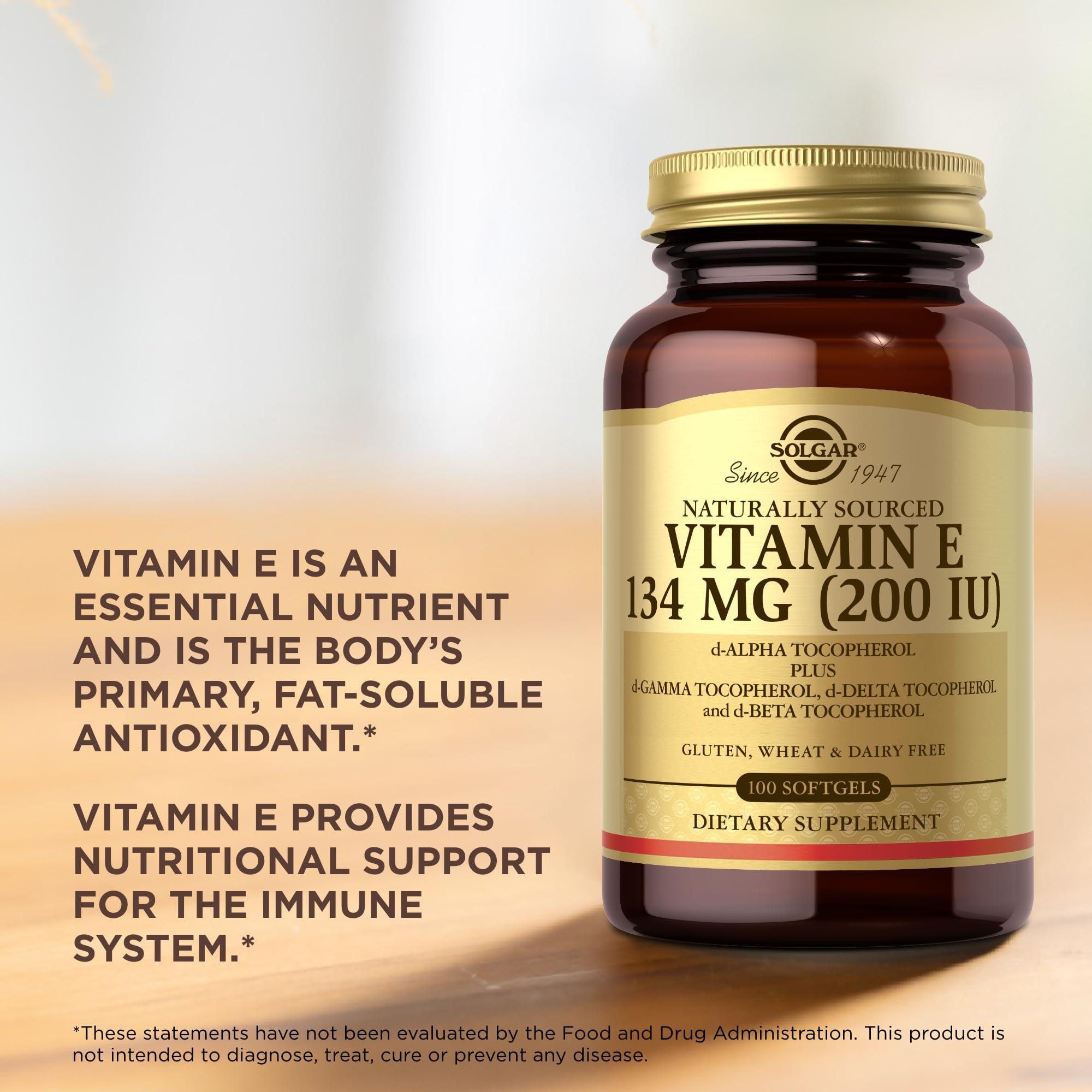 Solgar Solgar Vitamin E 200 IU - 100 Softgels - Natural Antioxidant, Immune System Support - Gluten Free, Dairy Free - 100 Servings