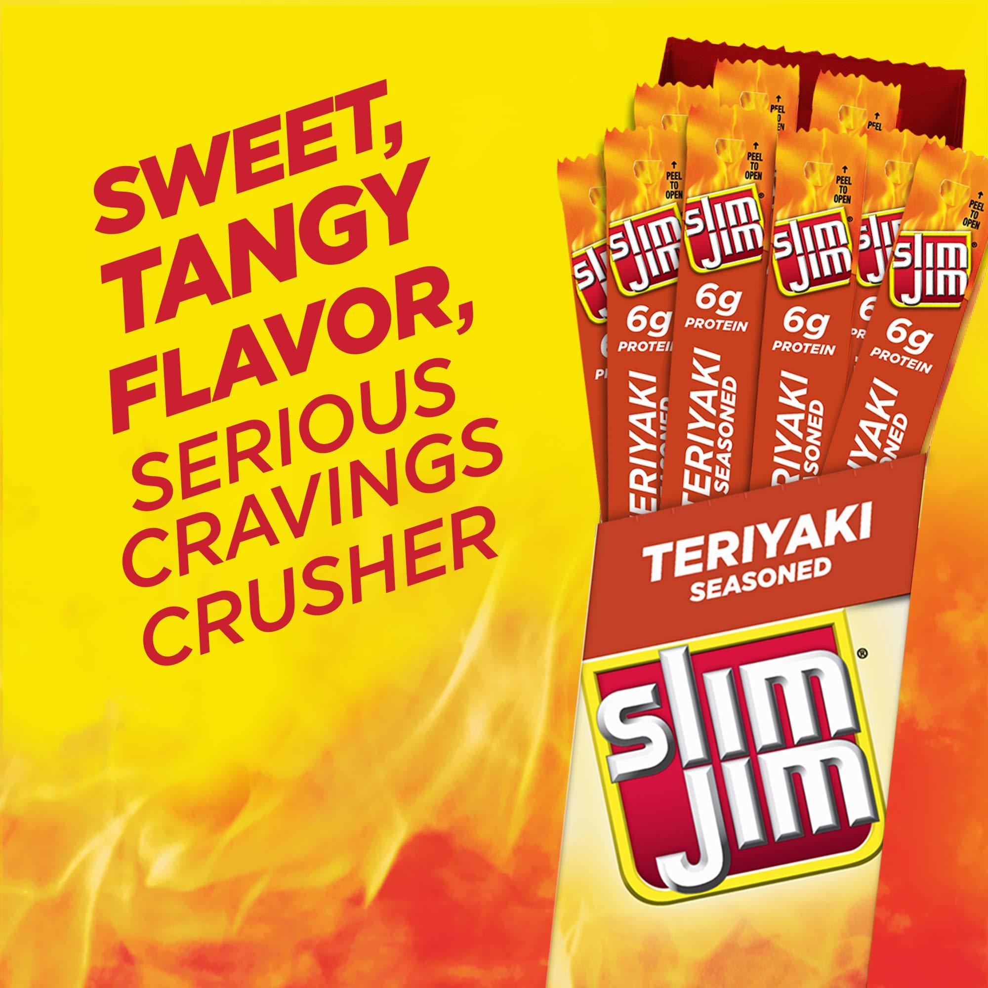 Slim Jim Slim Jim Giant Smoked Meat Sticks, Teriyaki Flavor, 6g Protein Per Stick, 0.97 oz. (24 Count)