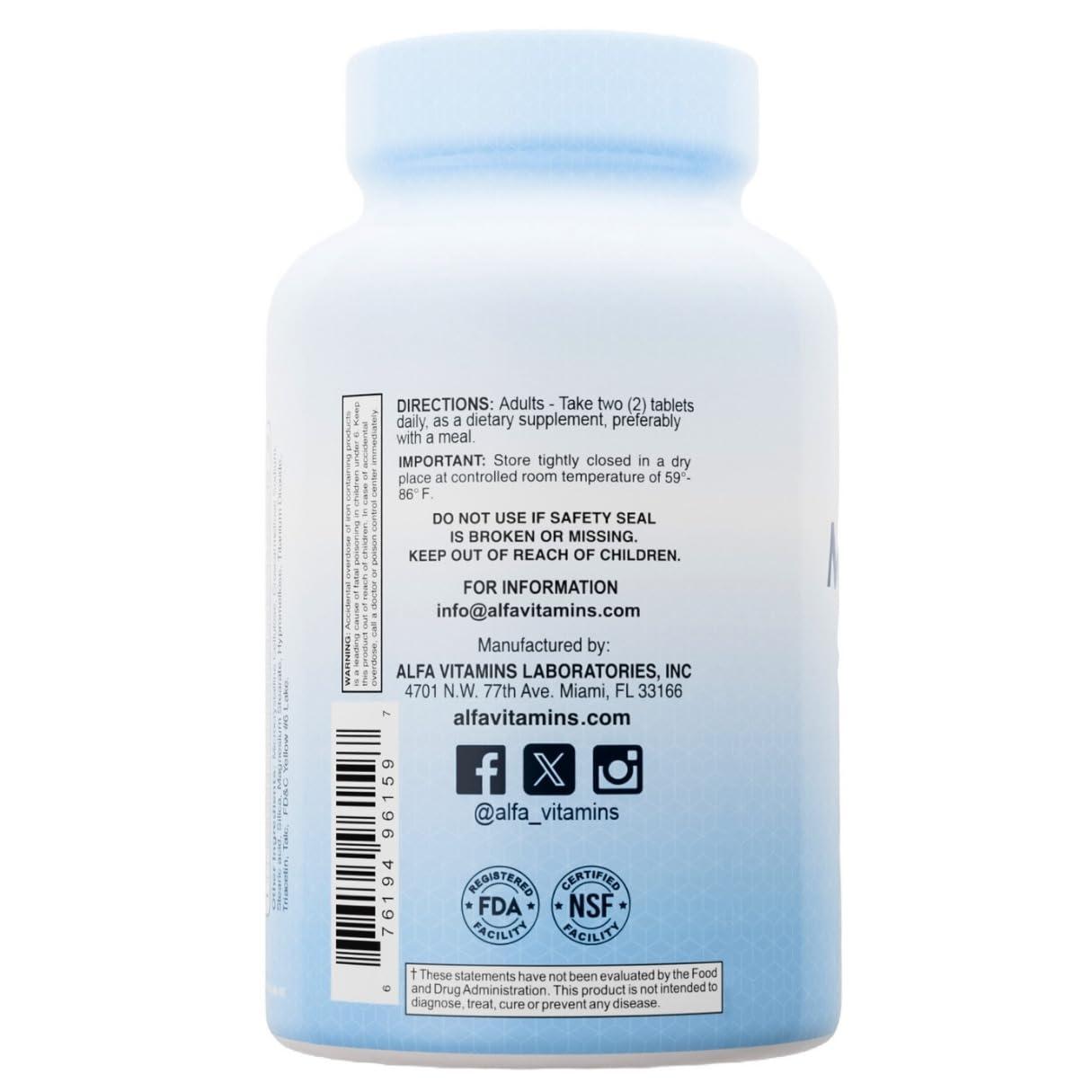 ALFA VITAMINS Multi Complex Senior - Nutritional Vitamins & Minerals for People Over 50 - Supports cellular energy production and every day health- 100 Tablets