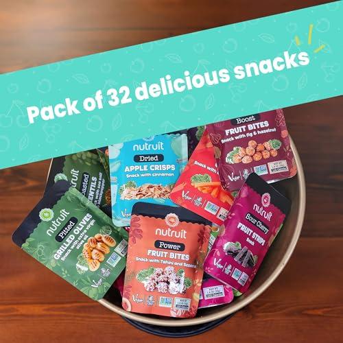 nutruit Nutruit Gourmet Healthy Snacks - 32 Pack MEGA Variety Box - Vegan, Gluten Free, Non-GMO Bulk Snacks - Kosher, High Protein, High Fiber, Plant-Based Healthy Snack - 1.2oz Packs