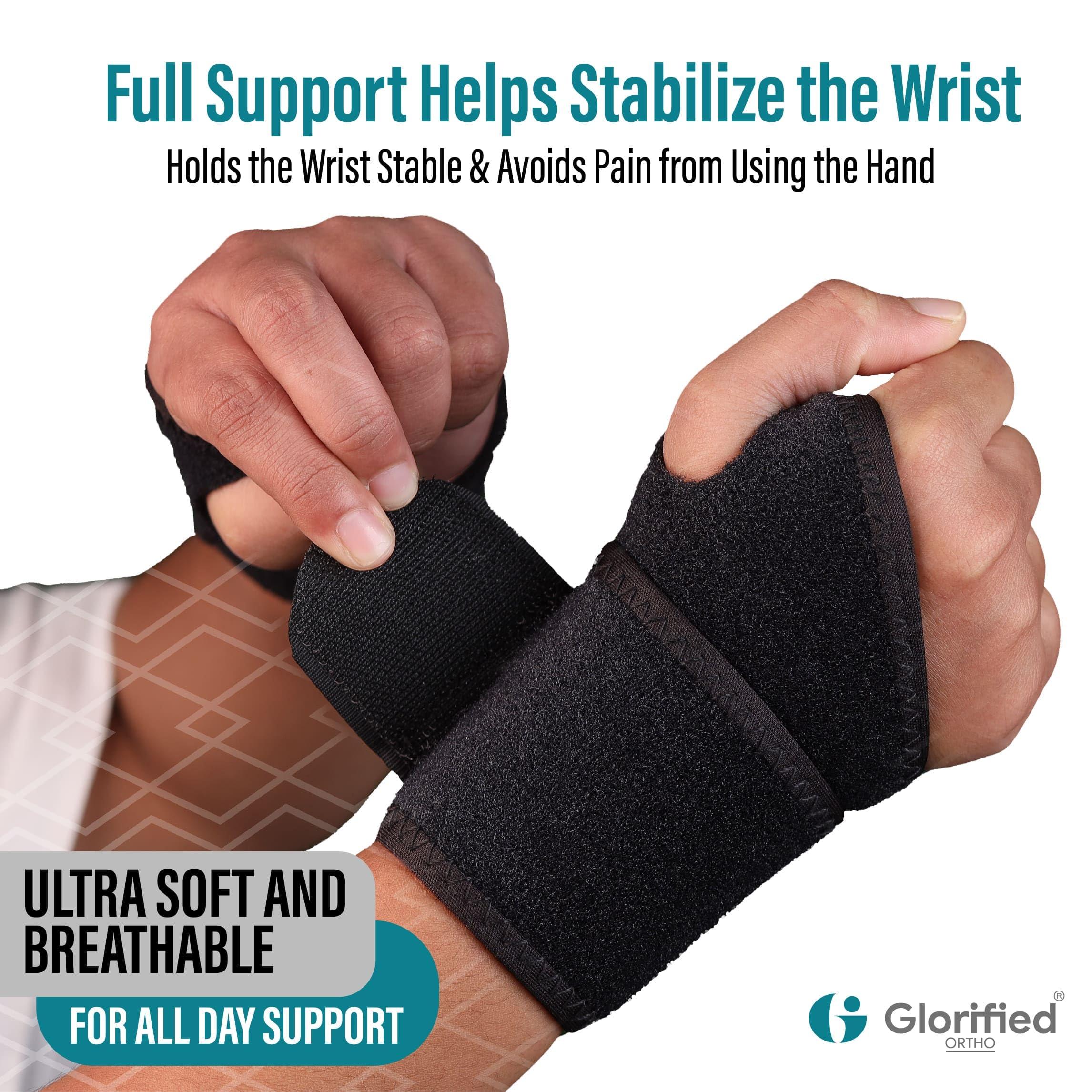 GLORIFIED ORTHO GLORIFIED Carpal Tunnel Wrist Brace, 2Pack Wrist Support Brace Adjustable Wrist Strap Reversible Wrist Brace for Sports Protecting/Tendonitis Pain Relief/Carpal Tunnel/Arthritis Unisex-Right&Left