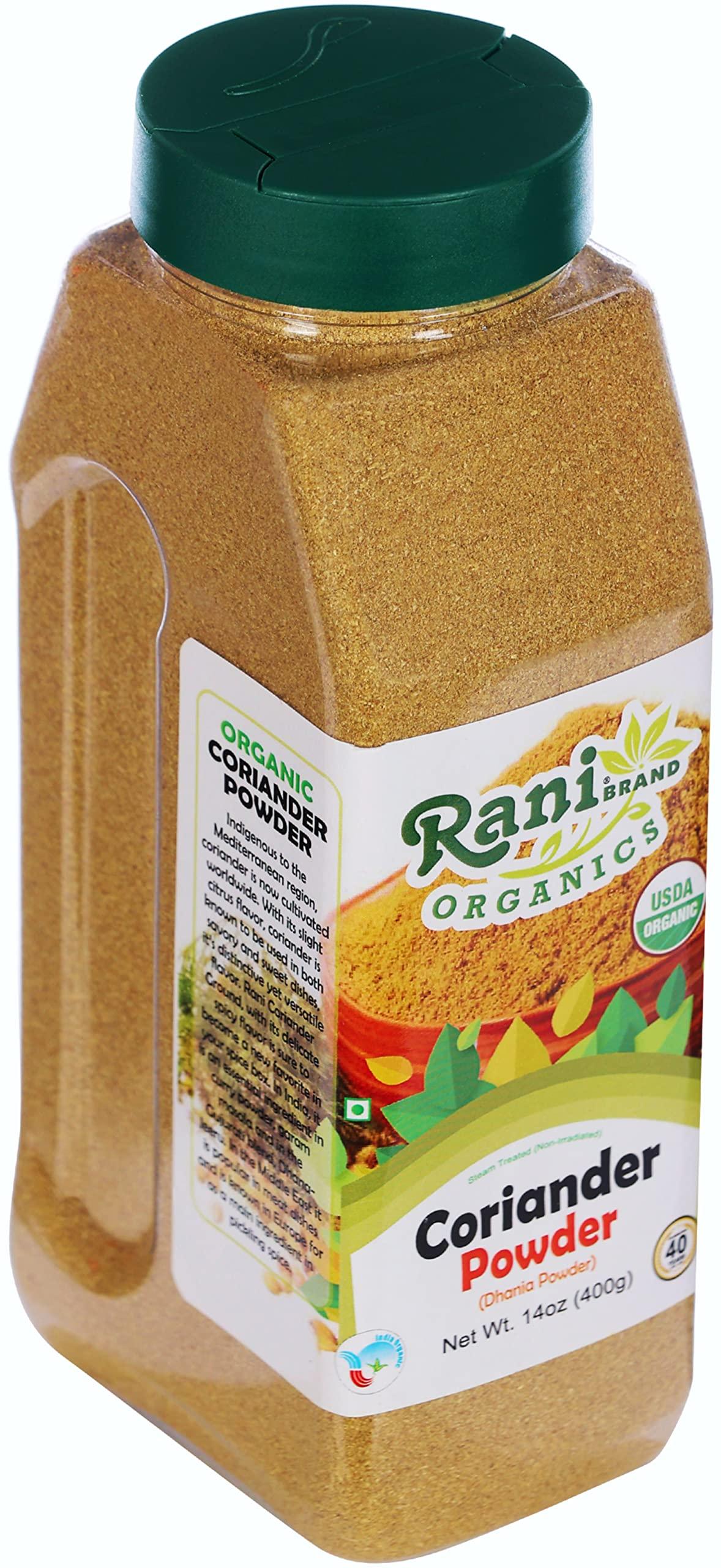Rani Brand Authentic Indian Products Rani Organic Coriander Powder (Dhania Powder) 14oz (400g) PET Jar ~ All Natural | Vegan | Gluten Friendly | NON-GMO | Indian Origin | USDA Certified Organic