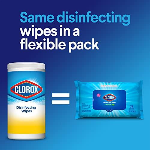 Clorox Clorox Disinfecting Wipes Value Pack, 3x 75ct Crisp Lemon and Fresh Scent Canister and 3x 75ct Easy Pull Moisture Seal Pack