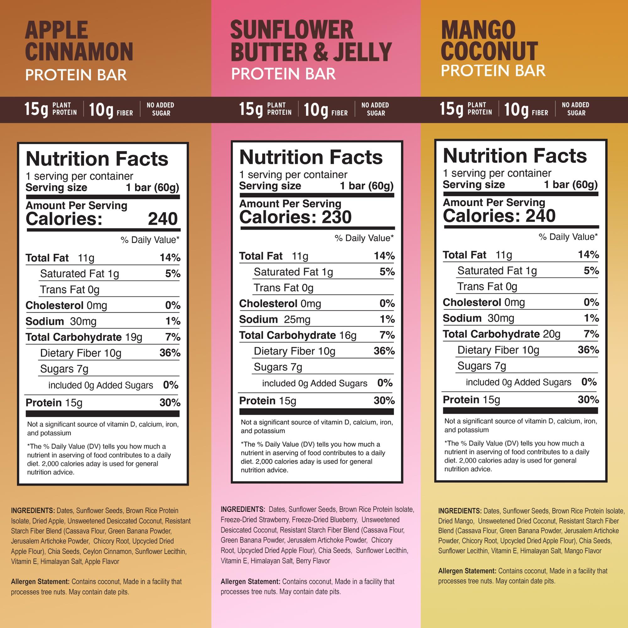 Amrita AMRITA Vegan Protein Bars Variety Pack (6 Flavors) | Peanut/Dairy Free, Soy & Gluten Free | 15g Plant Based Protein Bars | High Fiber Low Sugar Meal Replacement Bar - Breakfast Bars, High Protein Bars