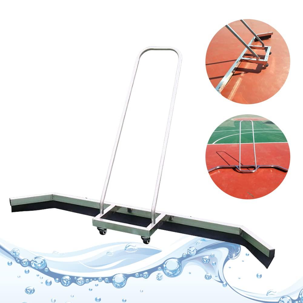 YIYIBYUS Tennis Court Squeegee Dew Broom, Heavy Duty Silver Water Pusher Stainless Steel Sweeper Tool Tennis Court Floor Surface Water Remover Tool