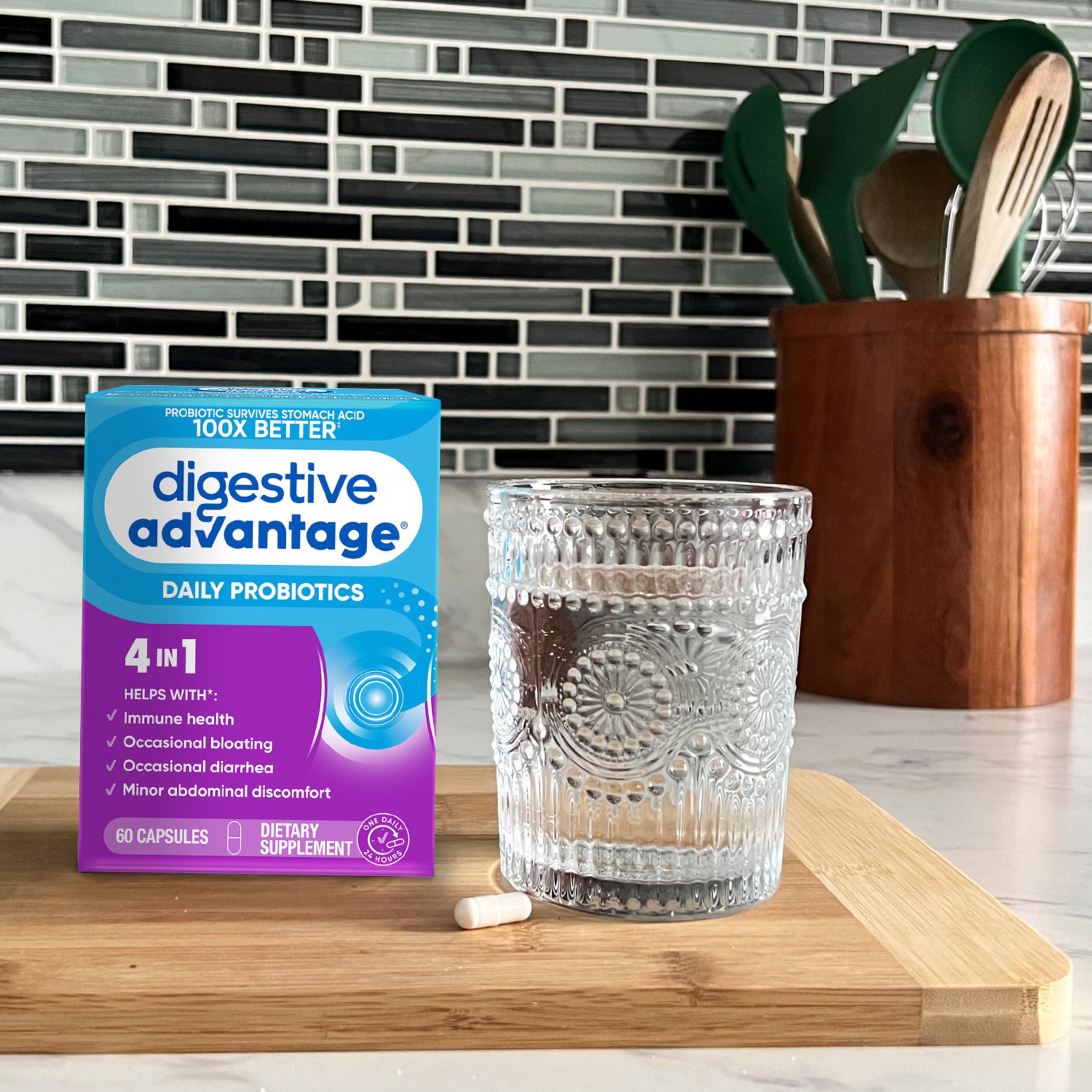 Digestive Advantage Digestive Advantage Probiotics For Digestive Health, Daily Probiotics For Women & Men, Supports Gut Health, Occasional Bloating & Diarrhea, Minor Abdominal Discomfort, & Immune Support, 60ct Capsules