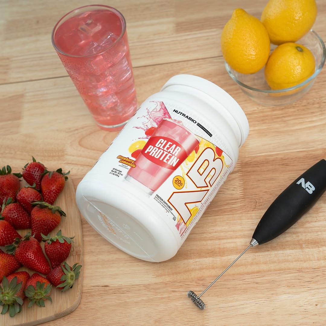 NutraBio NutraBio Clear Whey Isolate Protein Powder, Delicious & Refreshing Fruit Flavors, Protein Juice, No Milky Taste, No Foam, Zero Sugar, Strawberry Lemonade, 20 Servings