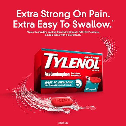 Tylenol Tylenol Extra Strength Easy to Swallow Acetaminophen, Pain Reliever & Fever Reducer Coated Caplets for Adults with Gentleglide Technology, 500 mg Extra Strength Acetaminophen, 100 ct