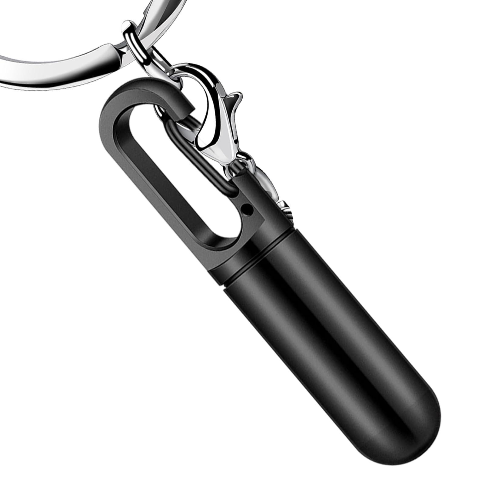 TILEZE Pill Case Keychain, Stainless Steel Keychain Pill Box, Small Portable Tablet Dispenser, Tablet Organizer, Home Must Have Pill Organizer, Pill Holder for Purse Bags Belt Home School Traveling