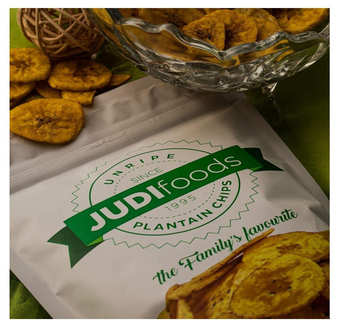 Judi Foods Judi Foods Plantain Chips- Unripe, Salted Plantain Chips, Organic Chips, Crispy Exotic Chips, 3.5 Ounce (Pack of 5)