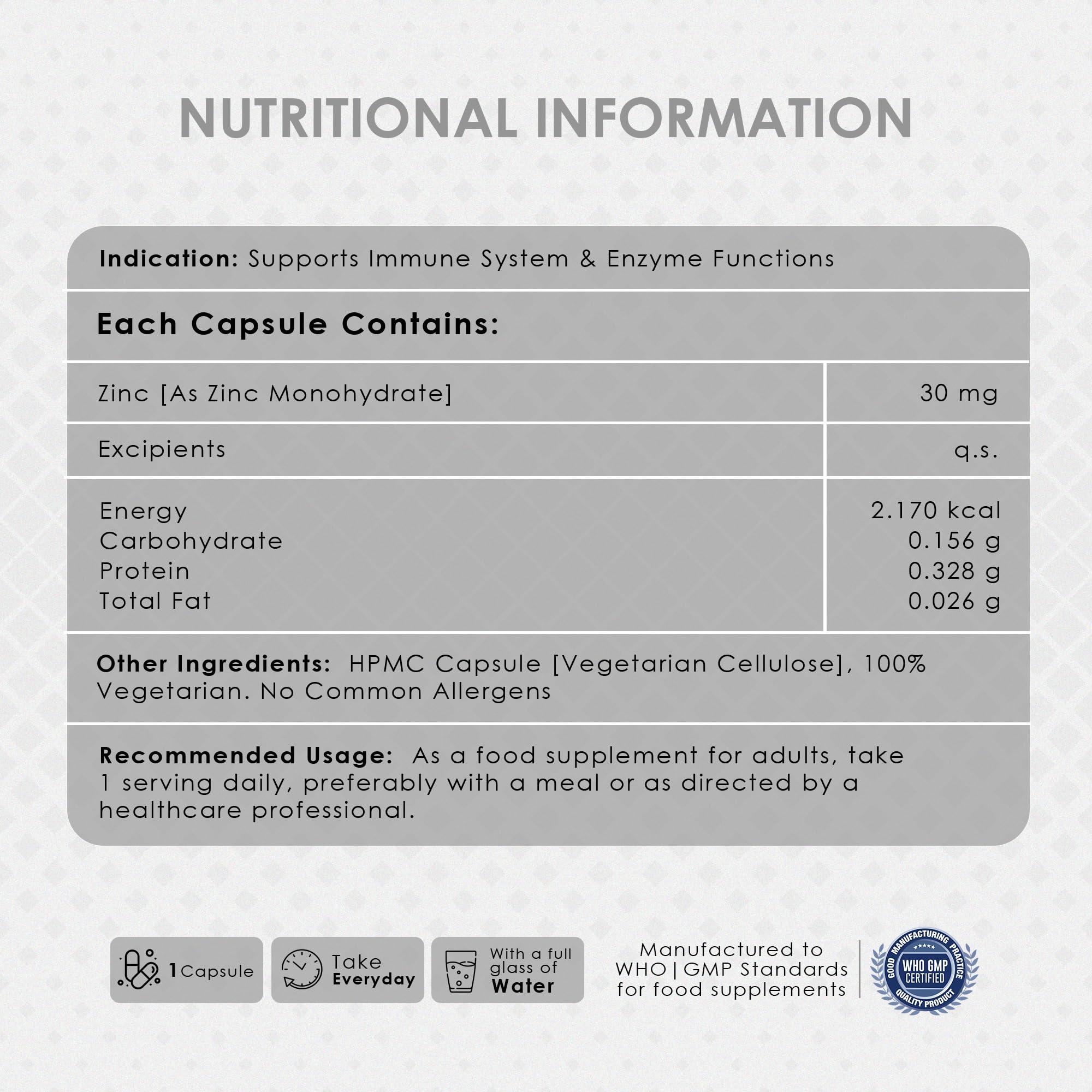 AMBROSIAL Ambrosial Zinc Tablets High Strength 30 mg (Pack of 1-60 Capsules)