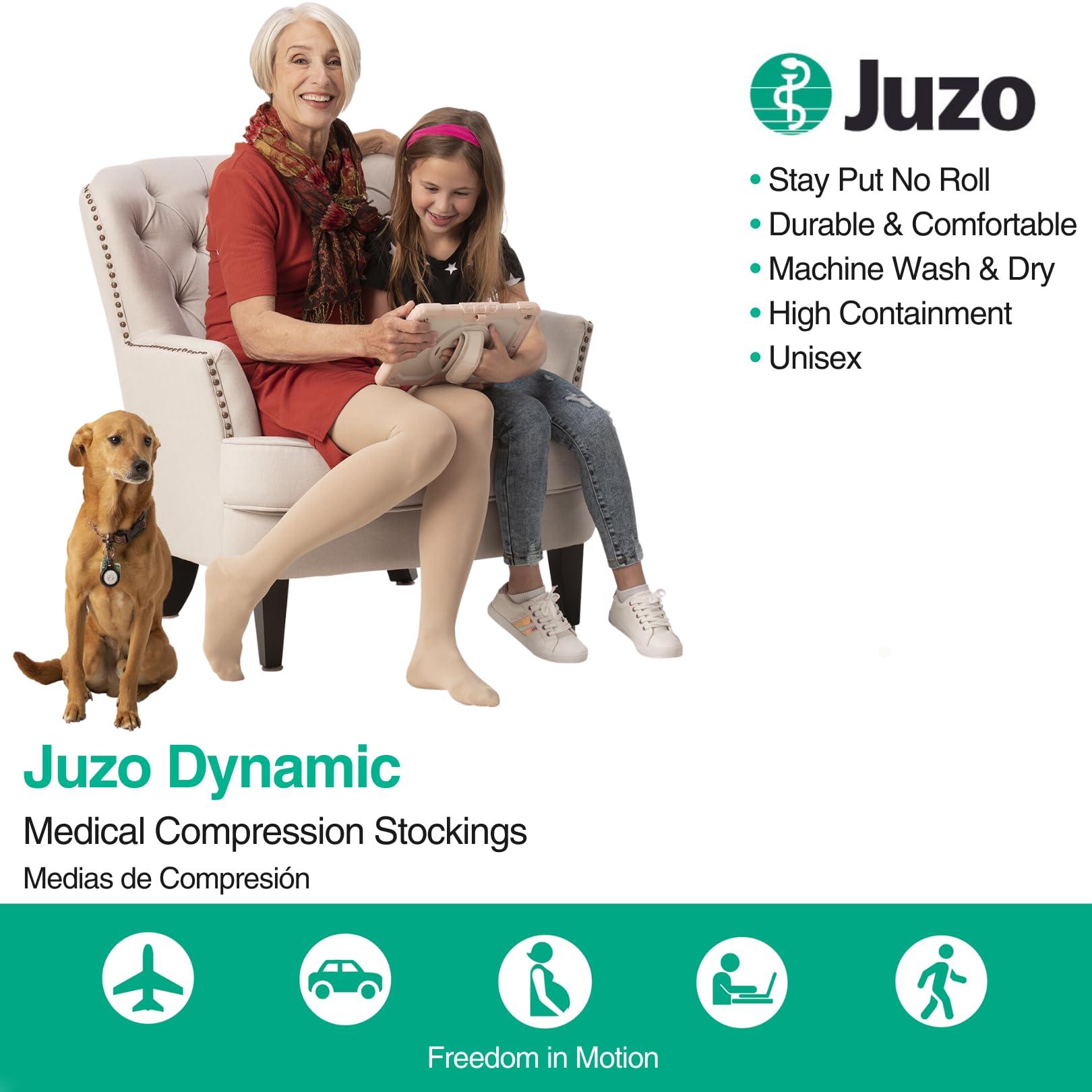 Juzo Juzo Dynamic 20-30 mmHg Compression Stockings, Knee High, Closed Toe | Compression Socks for Moderate Varicosities & Edema, Post-Sclerotherapy, Post-Op | Beige, Small (II) Petite