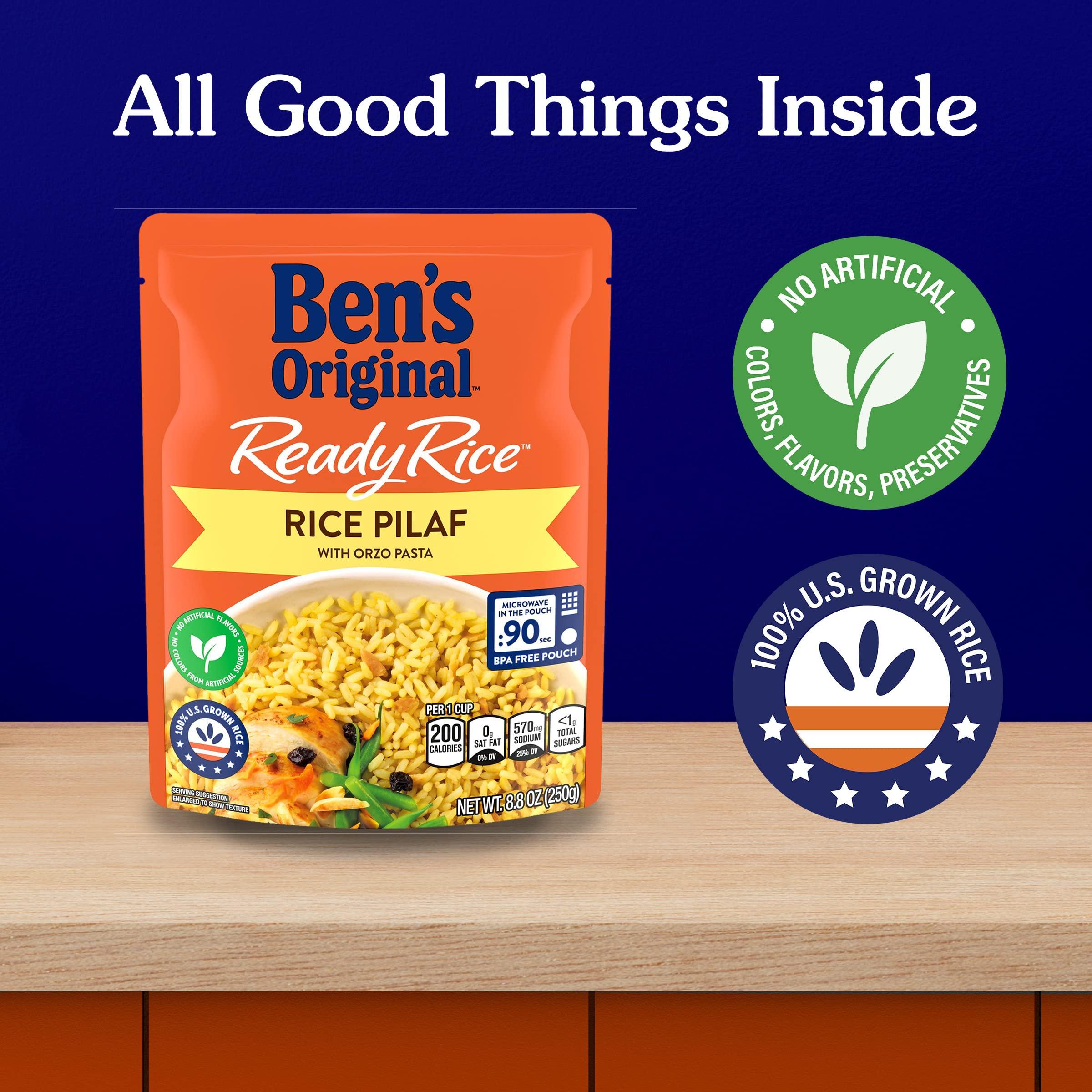 BEN'S ORIGINAL BEN'S ORIGINAL Ready Rice Rice Pilaf Flavored Rice, Easy Dinner Side, 8.8 oz Pouch (Pack of 12)