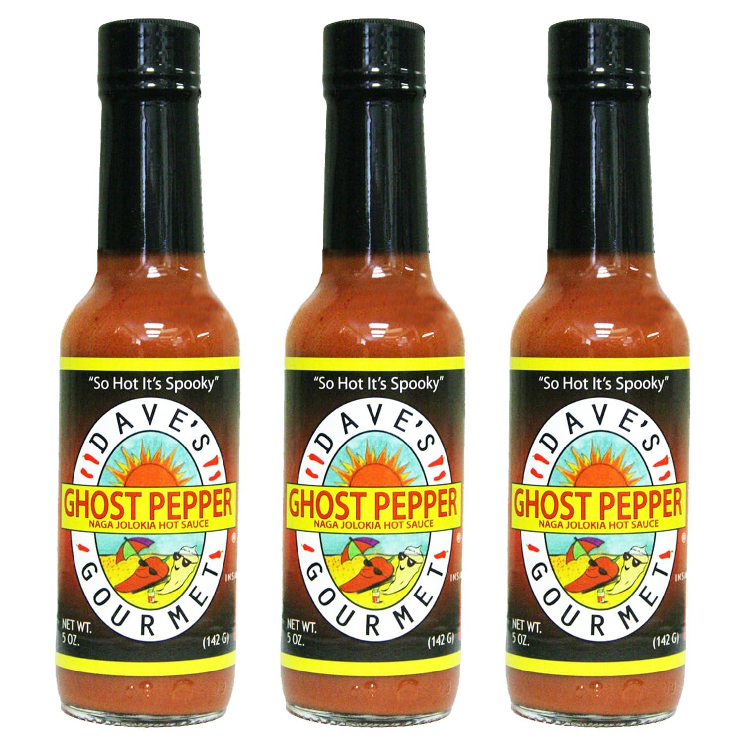 Dave's Gourmet Dave's Gourmet Ghost Pepper Naga Jolokia Hot Sauce Full Flavored Exceptionally Hot - 3 Bottles