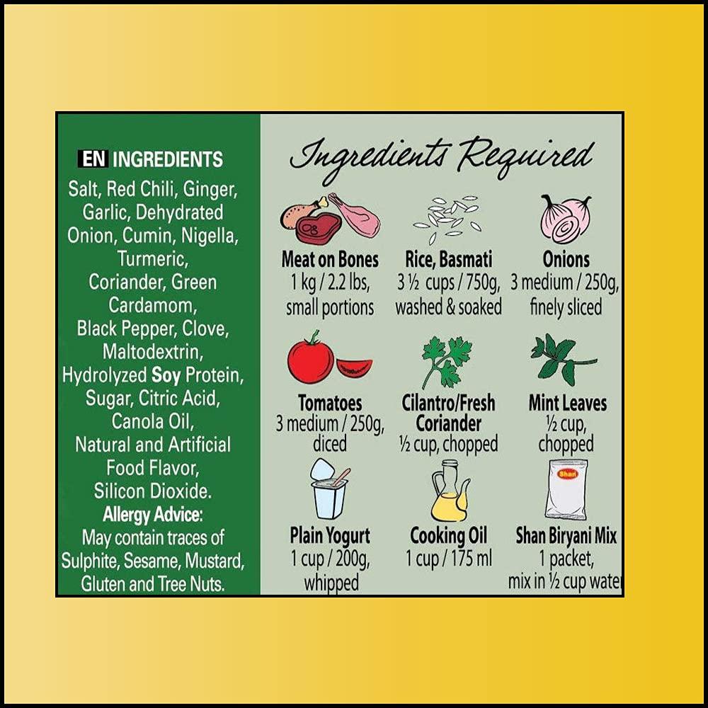 Shan Shan Biryani Masala Seasoning Mix (50g) - Authentic Spice Packets for Flavorful Layered Rice Pilaf - Perfect for Chicken, Meat & Vegetable Biryani - Traditional Indian Seasoning Blend - (Pack of 2)