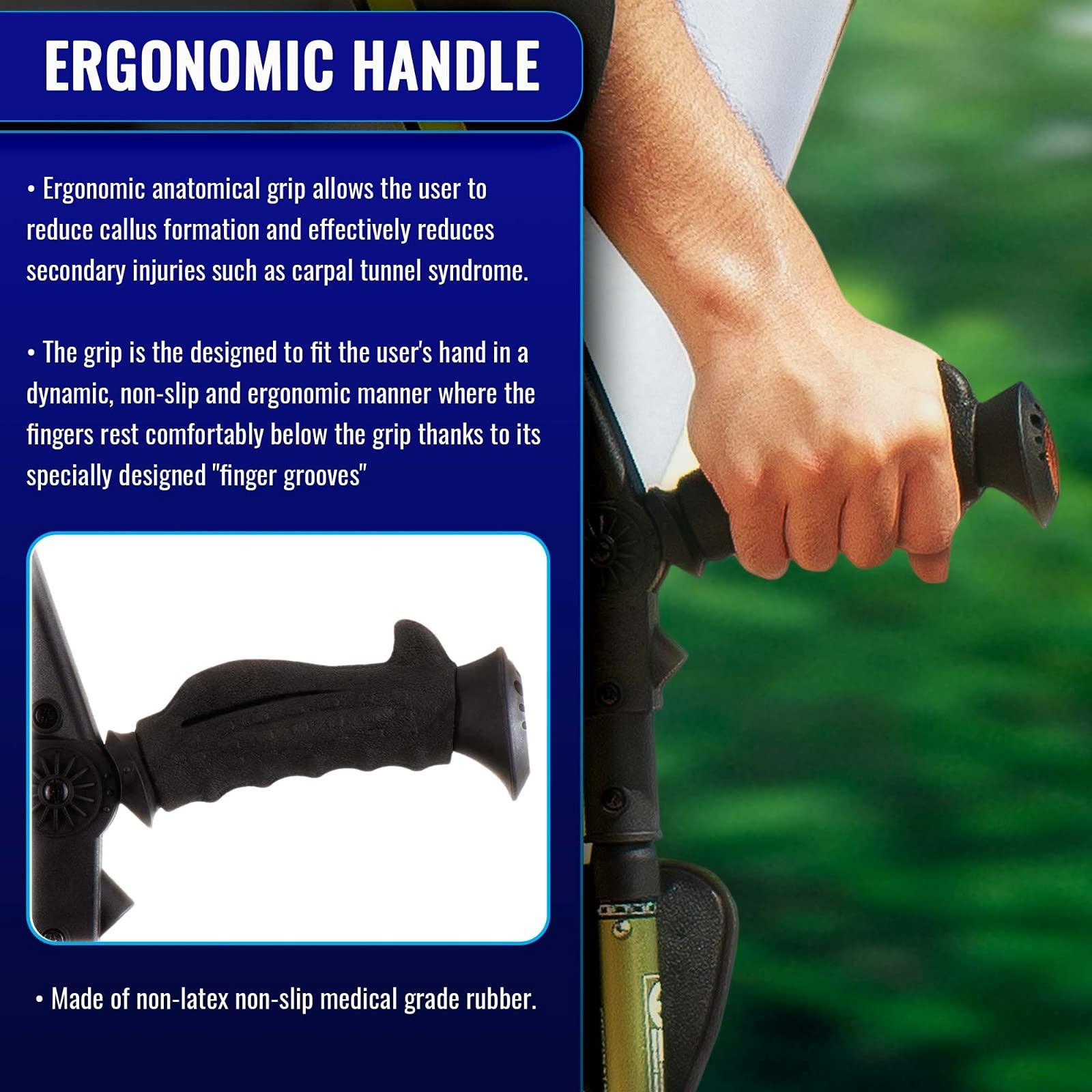 Ergoactives,LLC Ergobaum 7G by Ergoactives. 1 Pair (2 Units) of Ergonomic Forearm Crutches - Adult 5' - 6'6'' Adjustable, Foldable, Ergonomic, Shock Absorber, Non-Slip, Knee-Rest Platforms, LED Lights (Black)