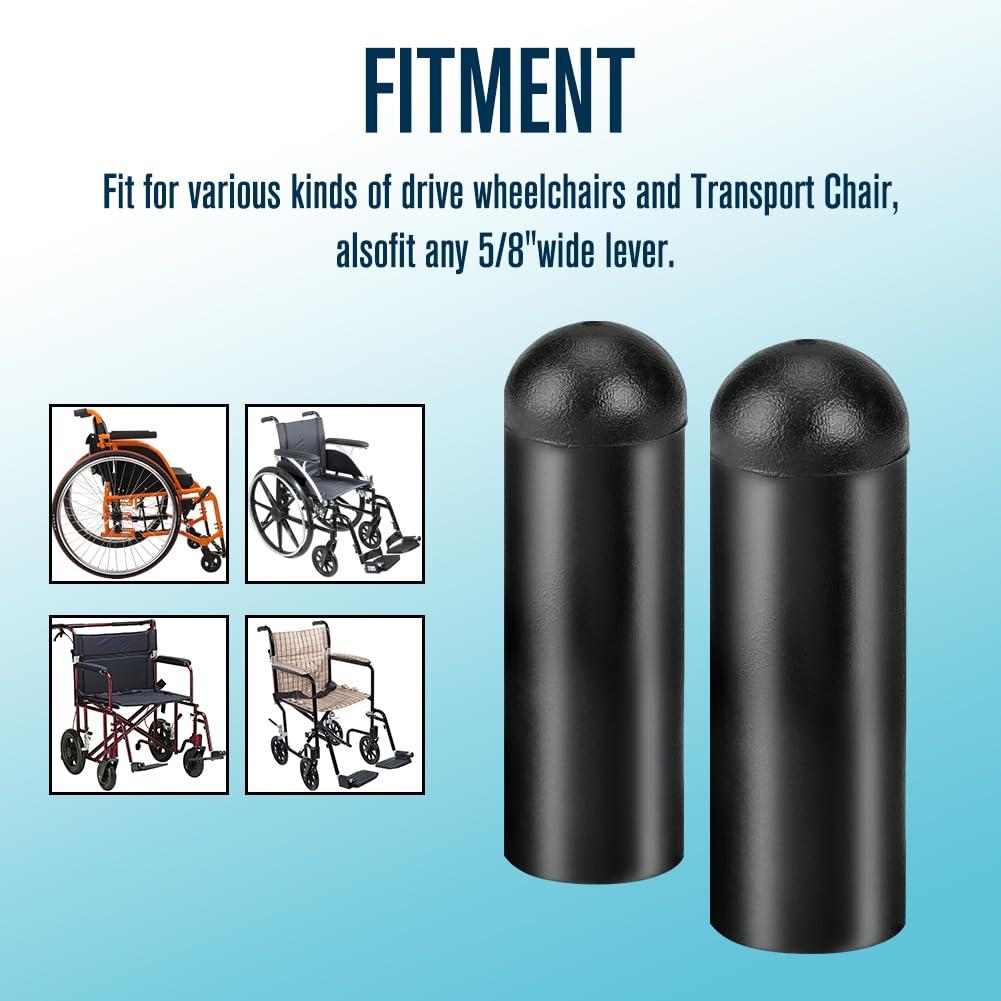 FVRITO FVRITO 4-Pack Rubber Tips for 5/8\" Wheelchair Handle Brake, Wheelchair Wheel Lock Cover Perfect Replacement for Rollator Transport Wheelchair, Lightweight Foldable Wheelchair Accessories
