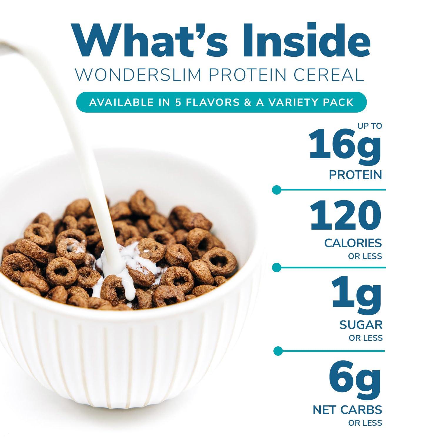 WonderSlim WonderSlim Protein Cereal, Fruity, Zero Sugar, Gluten Free, Keto Friendly & Low Carb (7ct)
