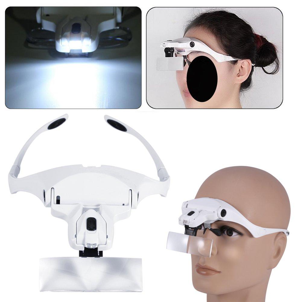 Asixx Asixx Head Worn Lighted Magnifying Glasses or 5 Lens Headset Magnifier, Head Magnifier Suitable for Eyelash Extension and Other Exquisite Products Inspection