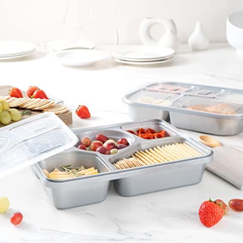 Restaurantware Restaurantware Futura 63 Ounce Meal Prep Containers With Lids, 100 Tamper-Evident To Go Containers - Microwavable, Disposable, Silver Plastic Food Containers With Lids, For Take Out or Lunches