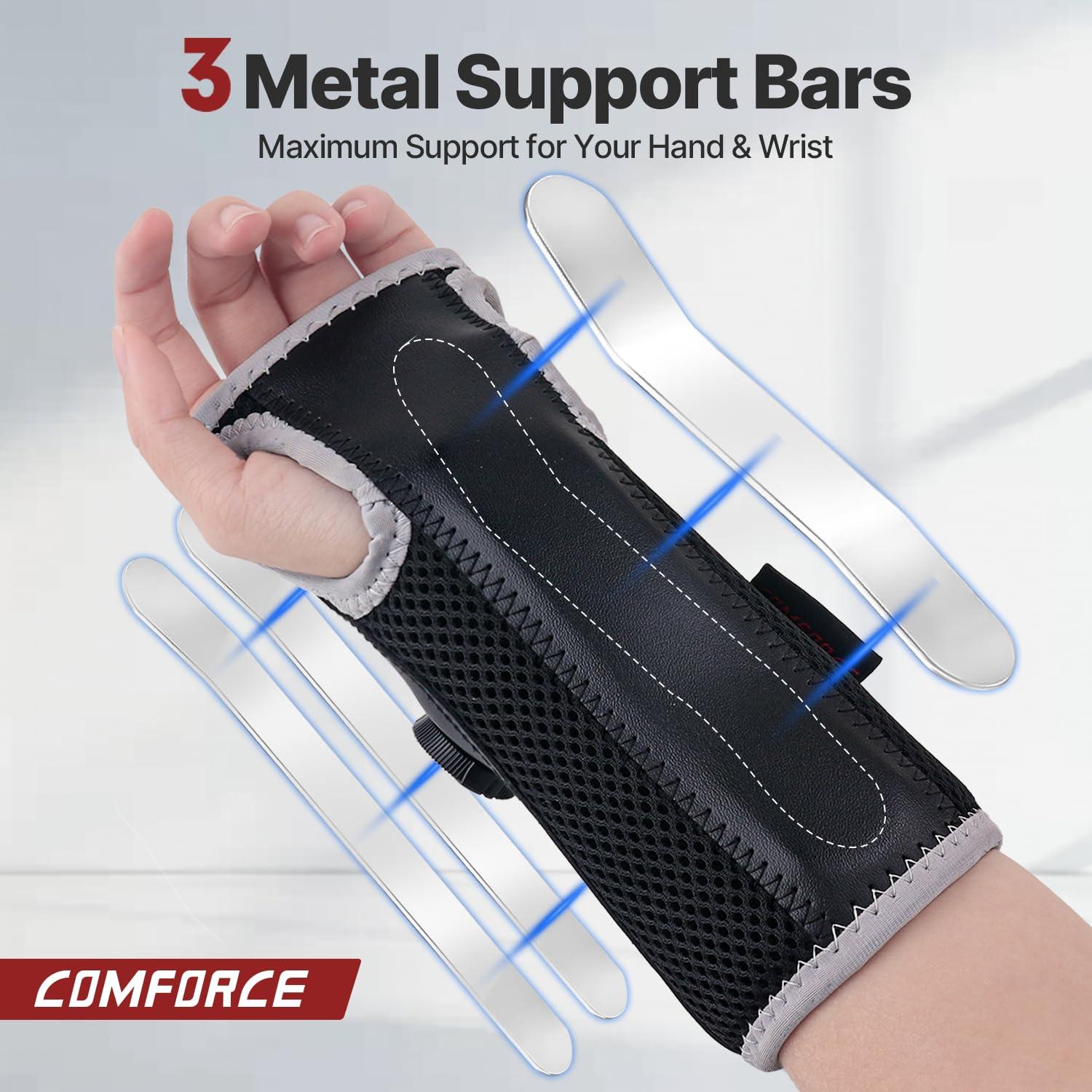 COMFORCE COMFORCE Wrist Brace for Carpal Tunnel, Adjustable Knob Wrist Support Stabilizer Hand Brace Night Support for Arthritis Tendonitis Sprains Wrist Pain, Fits Left & Right Hand Men and Women (5.5-9.5 inches)