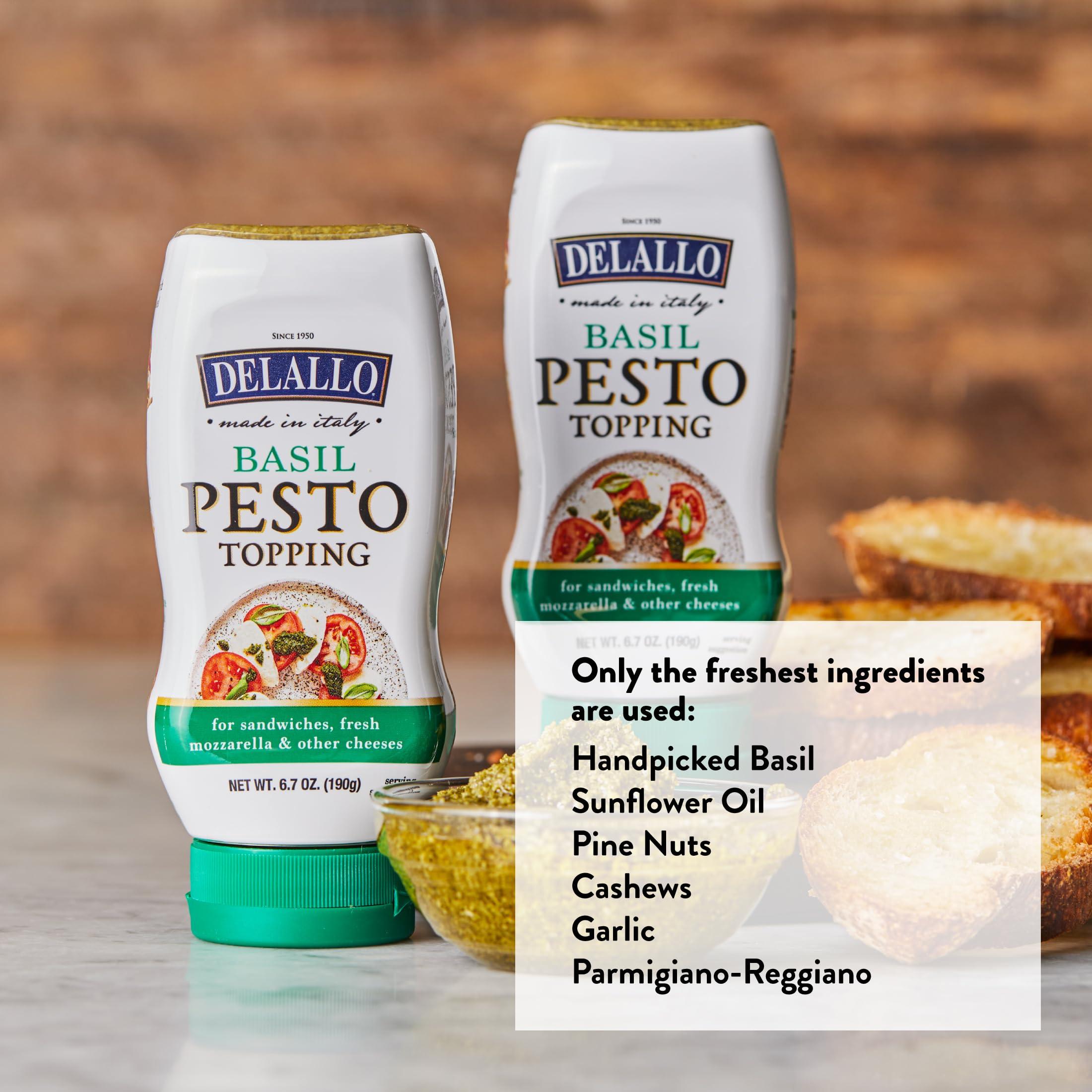 DeLallo DeLallo Basil Pesto Topping, 6.7 Ounce Squeeze Bottle, (4 Pack), Made in Italy, Ready-to-Use Condiment