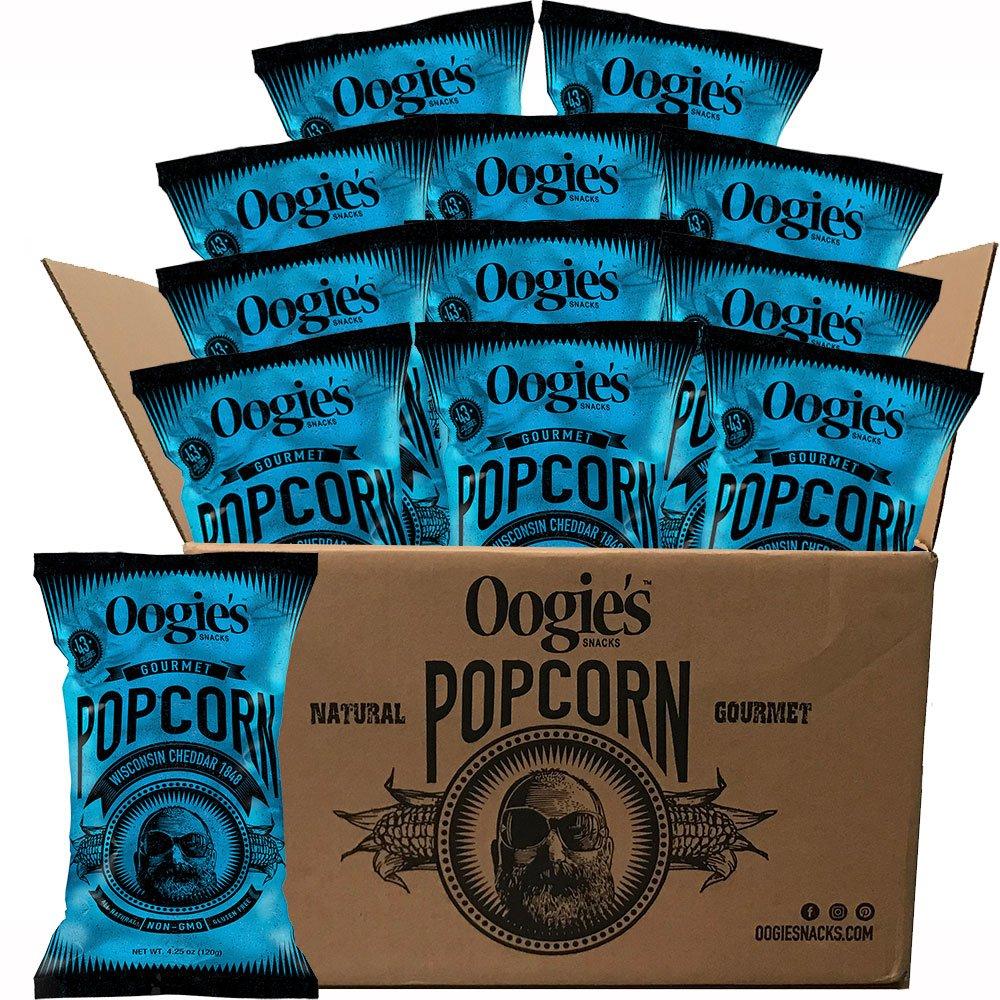 Oogie's Gourmet Popcorn Oogie\'s Gourmet Popcorn | 12 Pack | Wisconsin Cheddar 1848 Flavor | Gluten Free Popcorn Snacks | 4.25 Ounce Big Bag