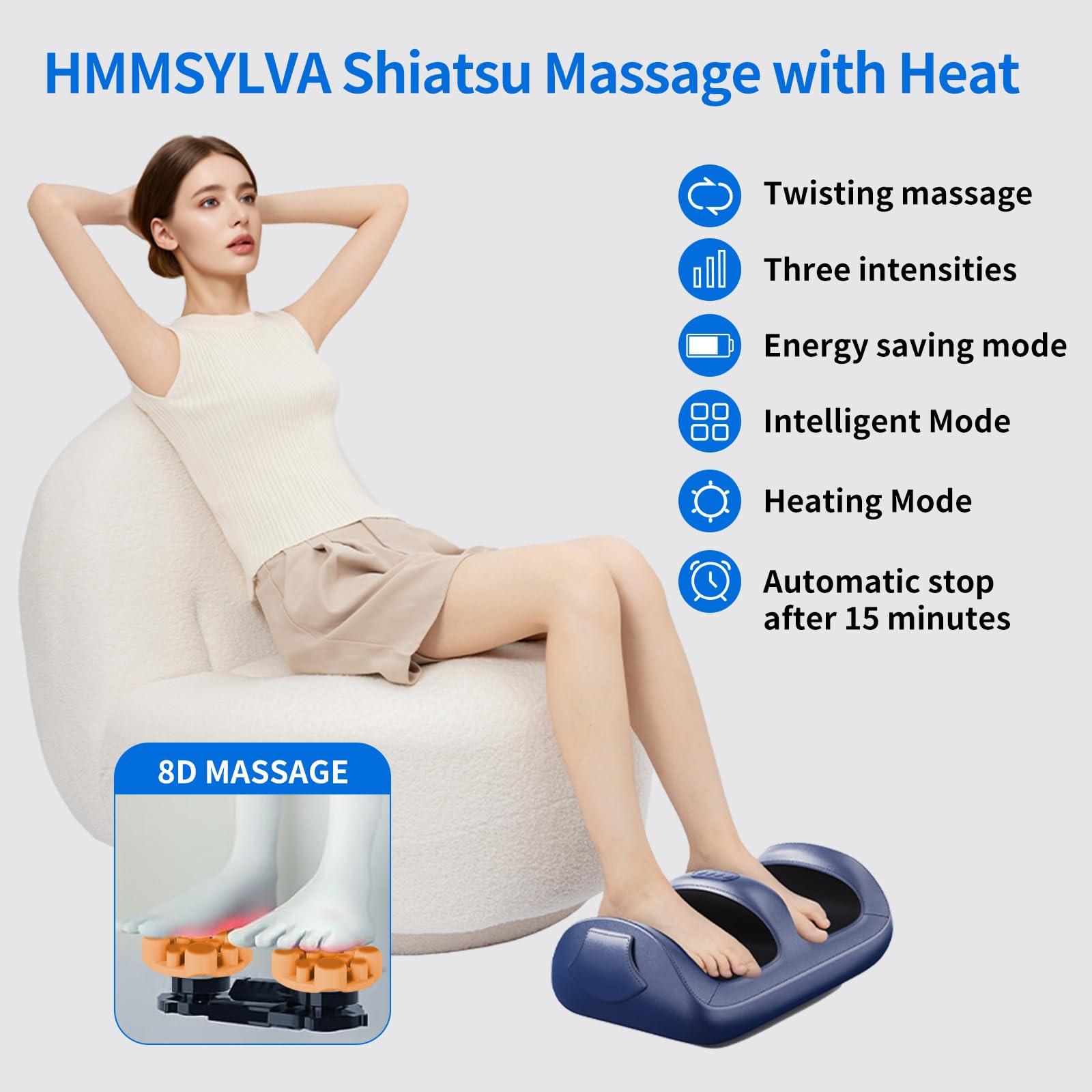 HMMSYLVA HMMSYLVA Shiatsu Foot Massager Electric Feet Massage with Heat and Deep Tissue Kneading for Stress Relief, Deep Rolling Massage, Promotes Blood Circulation, Gifts for Women&Men