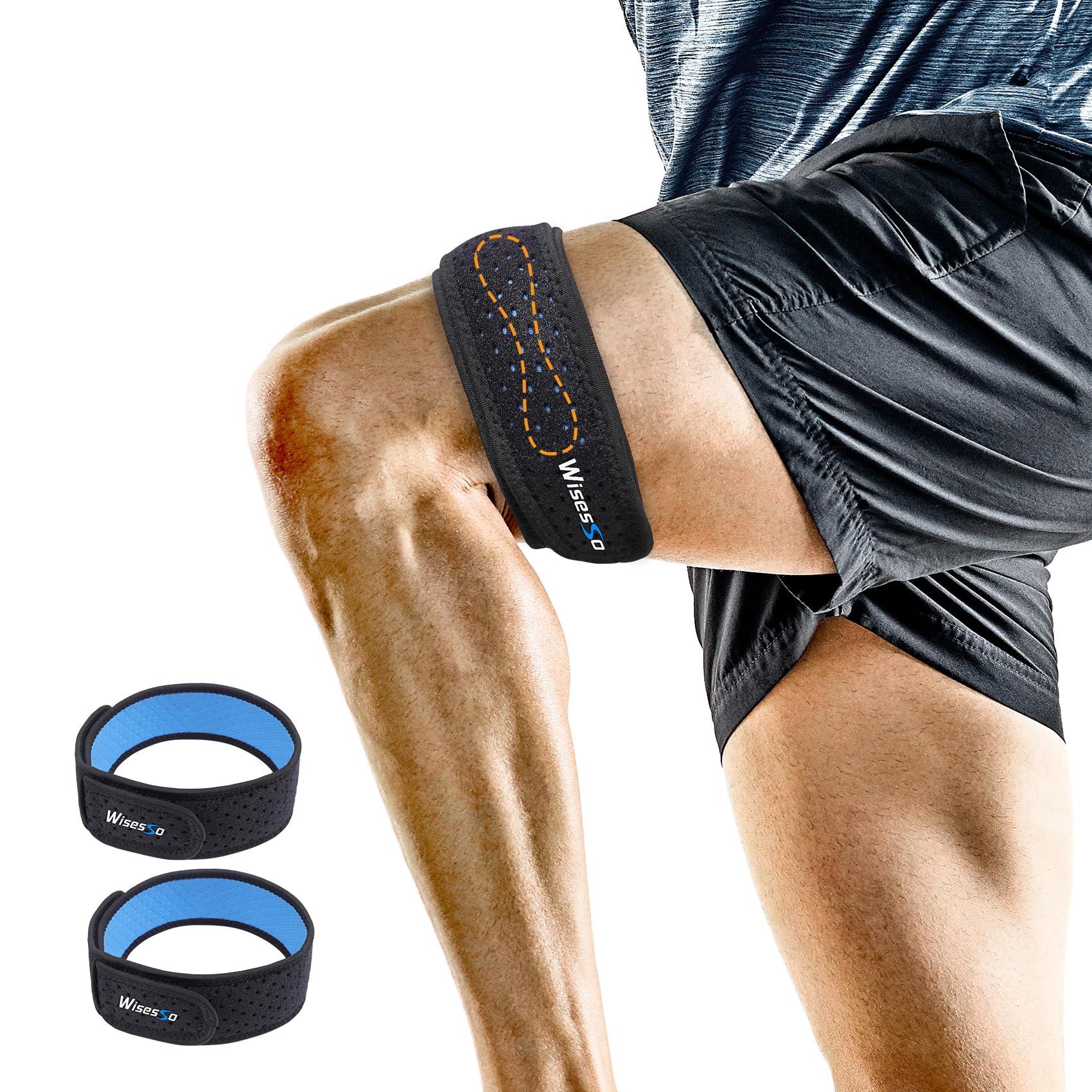 Wisesso Wisesso IT Band Strap, Adjustable Iliotibial Band Syndrome Brace, Athletic Stabilizer for Men, Women, Knee Support Strap for Running, Cycling, Hiking, Exercising, etc, 2 Pack
