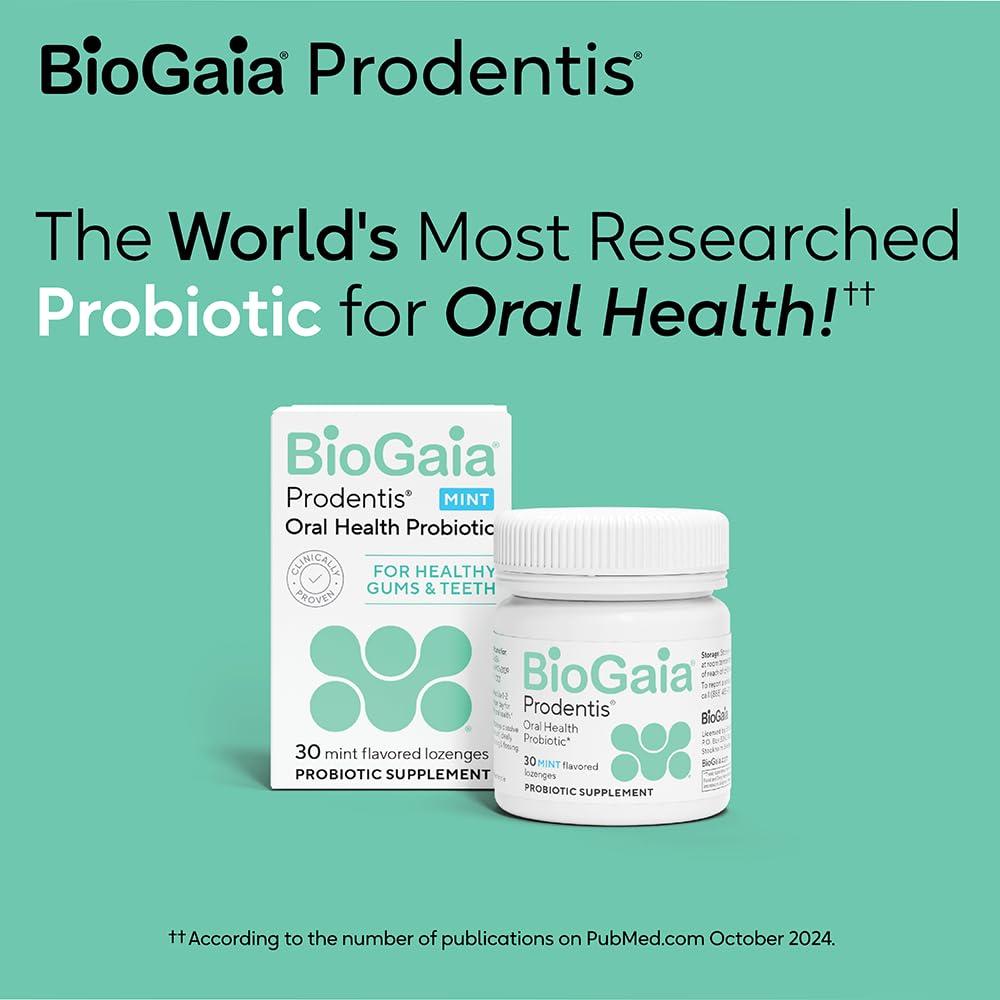 BioGaia BioGaia Prodentis | Dental Probiotic Lozenges | Promotes Healthy Gums & Teeth | Defends Against Dental Problems | Replenishes Oral Microbiome | Improves Oral Health | Mint Flavor | Pack of 5
