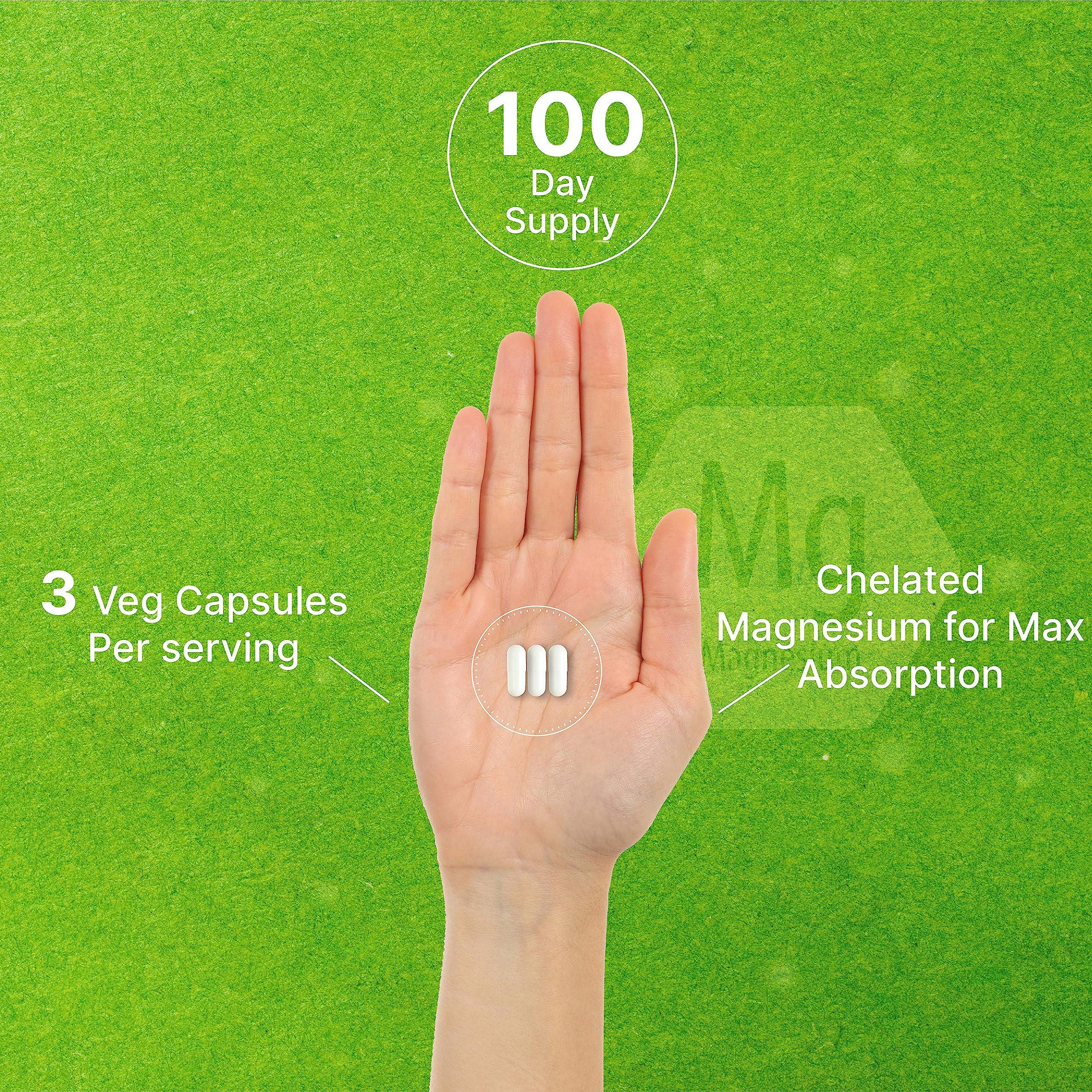 DEAL SUPPLEMENT Magnesium Citrate 400mg Per Serving, 300 Veggie Capsules Chelated, Easily Absorbed, Purified Trace Mineral Muscle, Heart, & Digestive Support Non-GMO