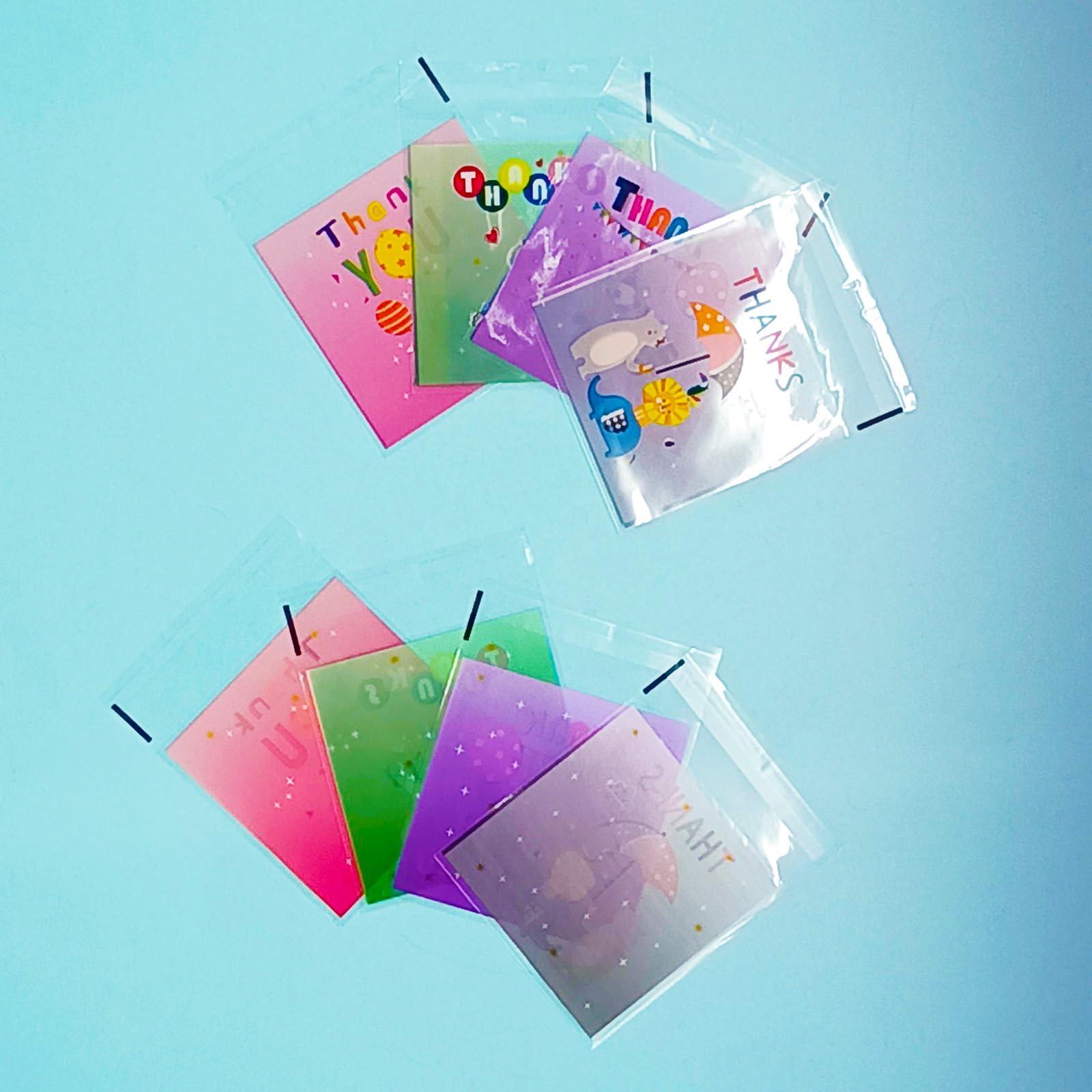 Jagrove Jagrove 100PCS Cellophane Bags 4X4 Inch Clear Self Sealing Goodie Candy Cookie Snack Treat Bags for Party Supplies Bakery