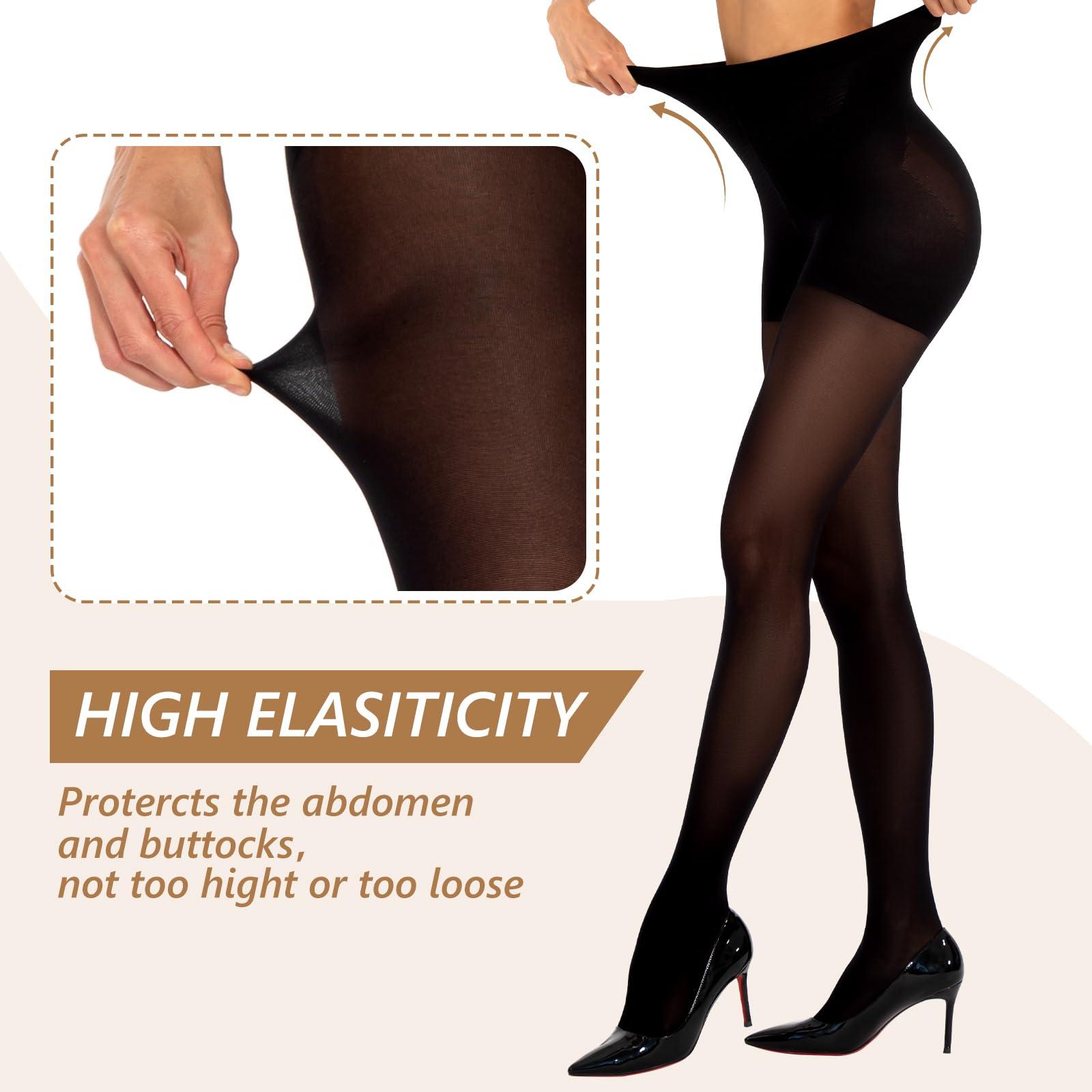 MANZI MANZI 2 Pairs Compression Pantyhose for Women Shaping Black Tights 10-15mmHg Support 50D Opaque Stockings, Black S