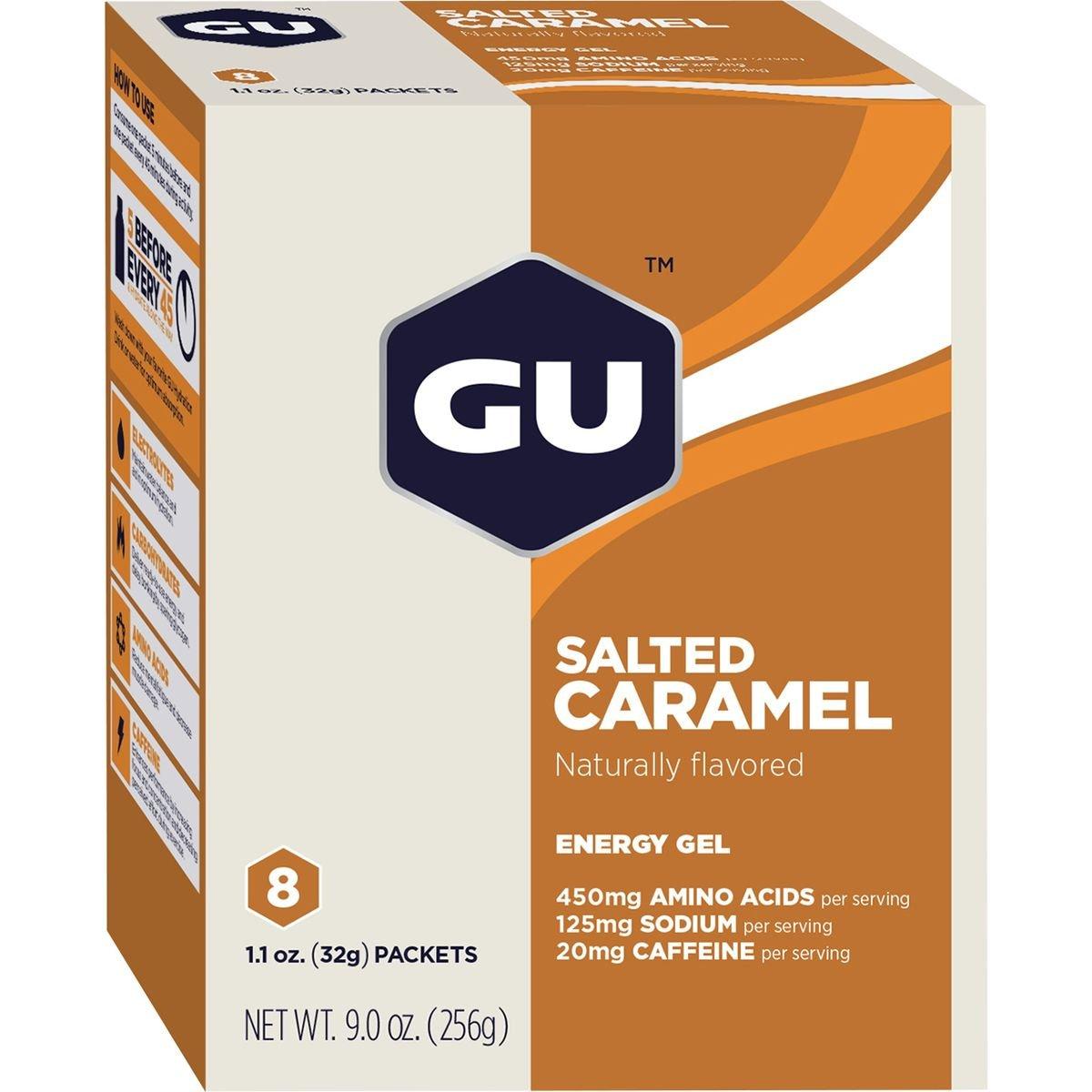 GU GU Energy Original Sports Nutrition Energy Gel, Vegan, Gluten-Free, 8-Count Tri-Berry and Salted Caramel Flavor Bundle