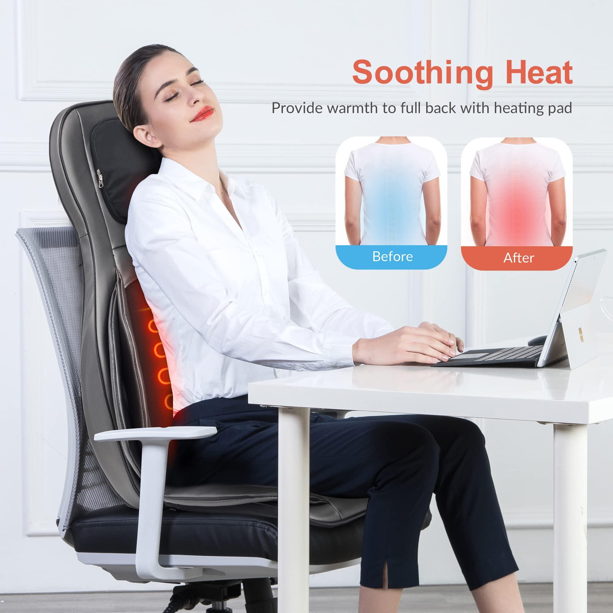 COMFIER COMFIER Shiatsu Neck Back Massager with Heat, 2D ro 3D Kneading Massage Chair Pad, Adjustable Compression Seat Massager for Full Body Relaxation, Christmas Gifts for Dad Mom Women Men,Dark Gray