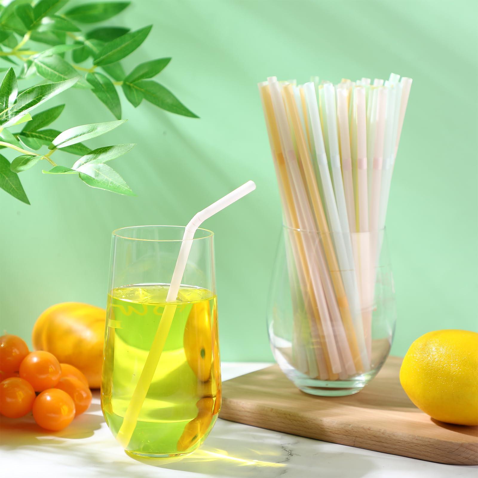 Patelai Patelai 15 Packs Plastic Straws Bulk Colorful Disposable Bendy Straws 7.87 Inch Long Flexible Drinking Straws for Party Decorations, 6 Macaron Colors