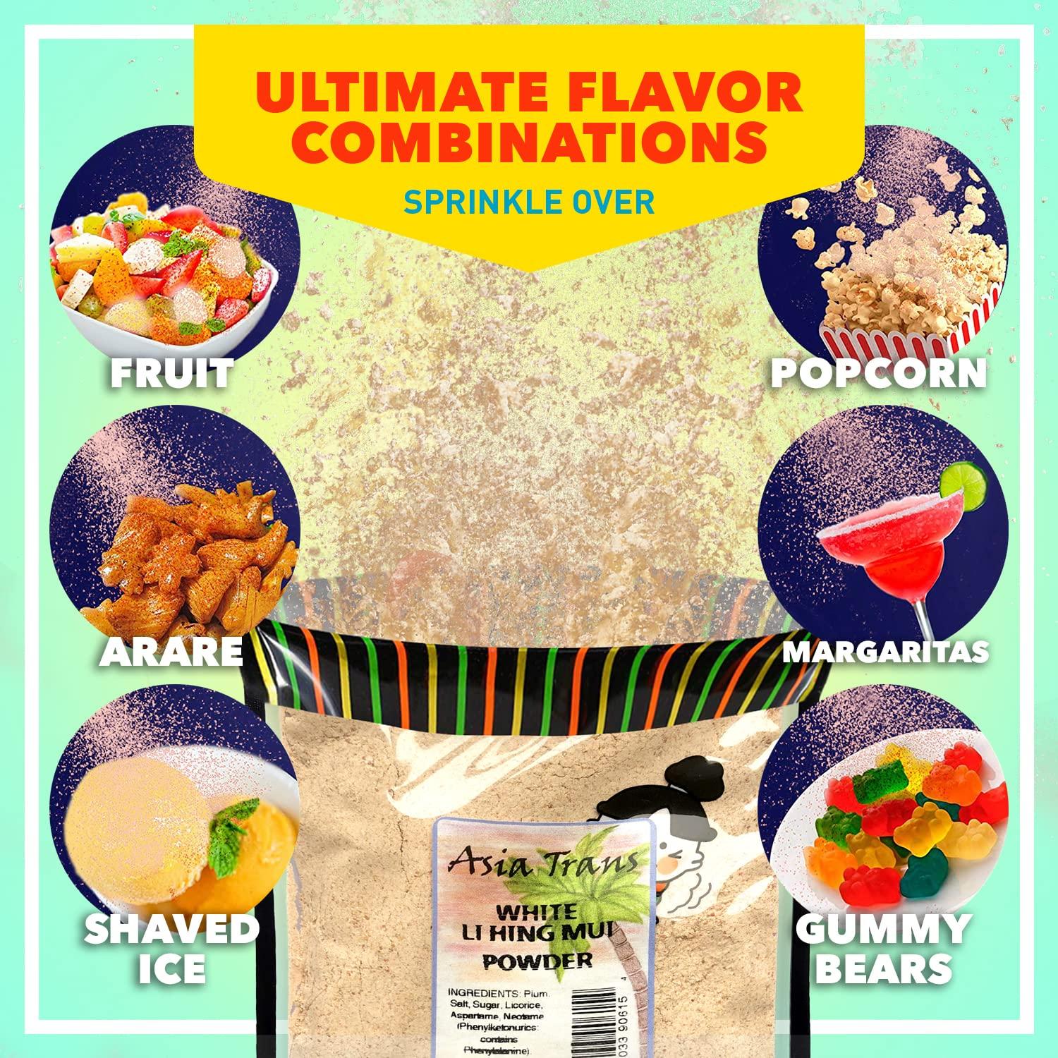 Snack Hawaii Authentic White Li Hing Mui Powder - Flavor Fresh Fruit, Candy, Shave Ice or Cocktail Drinks - Sweet, Sour & Salted Dried Plum Powder - Famous Asian Hawaiian Snack - 2.5 Ounce