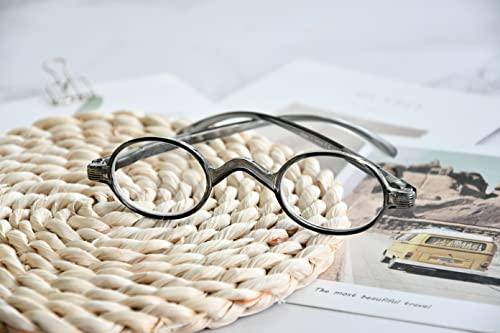 Eyekepper Eyekepper Small Oval Round Reading Glasses Vintage Mini Reader Eyeglasses for Men Women Reading with Spring Hinges Grey Frame +3.00