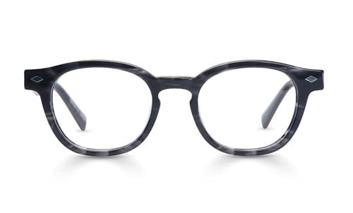 eyebobs eyebobs - Bitty Witty | Premium Reading Glasses for Men and Women | Round Frame for Narrow Faces, Black Granite, 1.00
