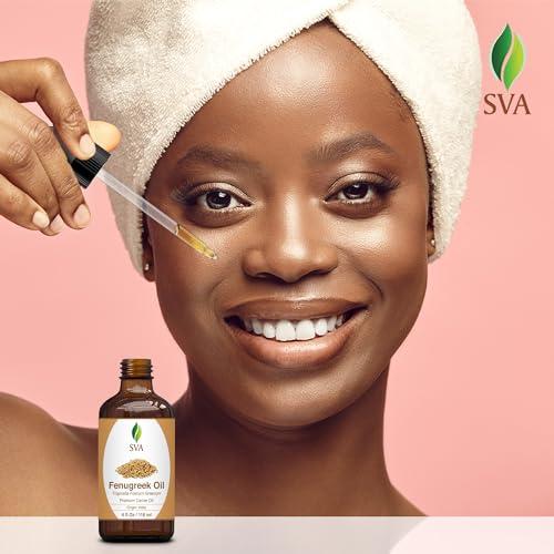 SVA ORGANICS SVA Fenugreek Oil 4oz (118ml) Premium Carrier Oil with Dropper for Hair Care, Hair Oiling, Scalp Massage & Skin Care