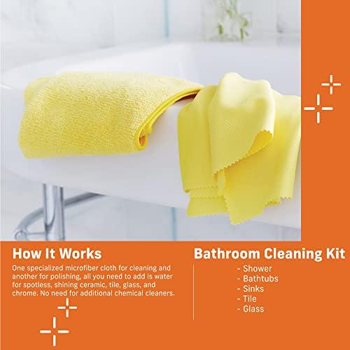 E-Cloth E-Cloth Bathroom Cleaning Kit, Premium Microfiber Cleaning Cloth, Ideal Bathroom, Shower and Bathtub Cleaner, Washable and Reusable, 100 Wash Guarantee